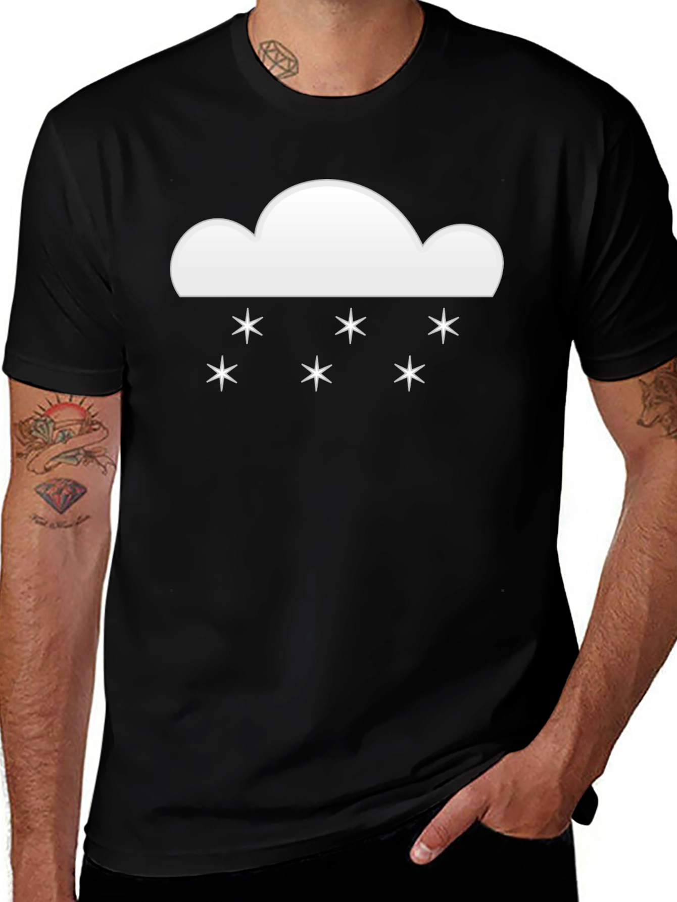 Variant 16 of Snowy Cloud Graphic Tee - Black