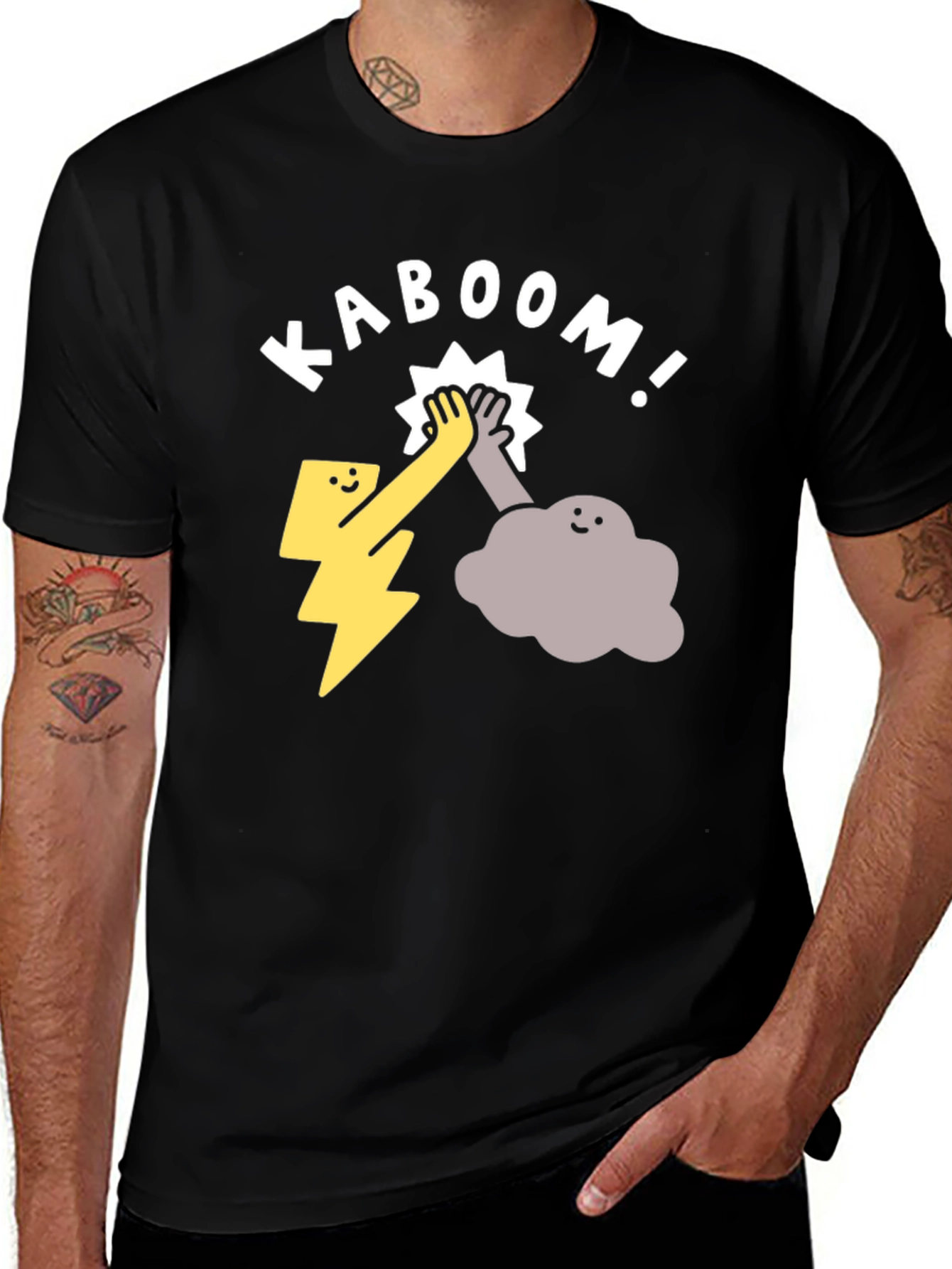 Variant 9 of Kaboom High Five Graphic Tee - Black Crew Neck