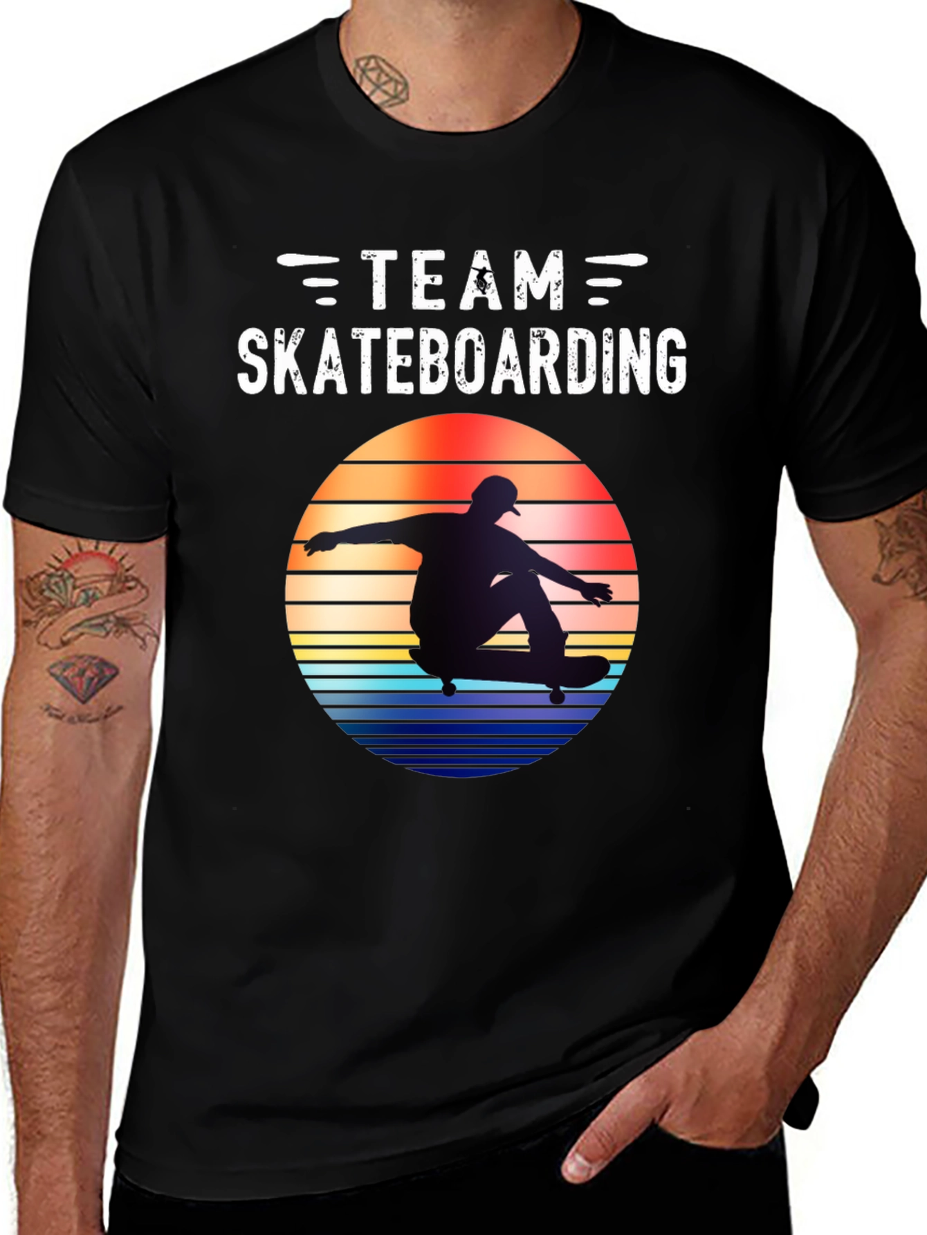 Black Team Skateboarding Graphic Tee - Retro Style main image