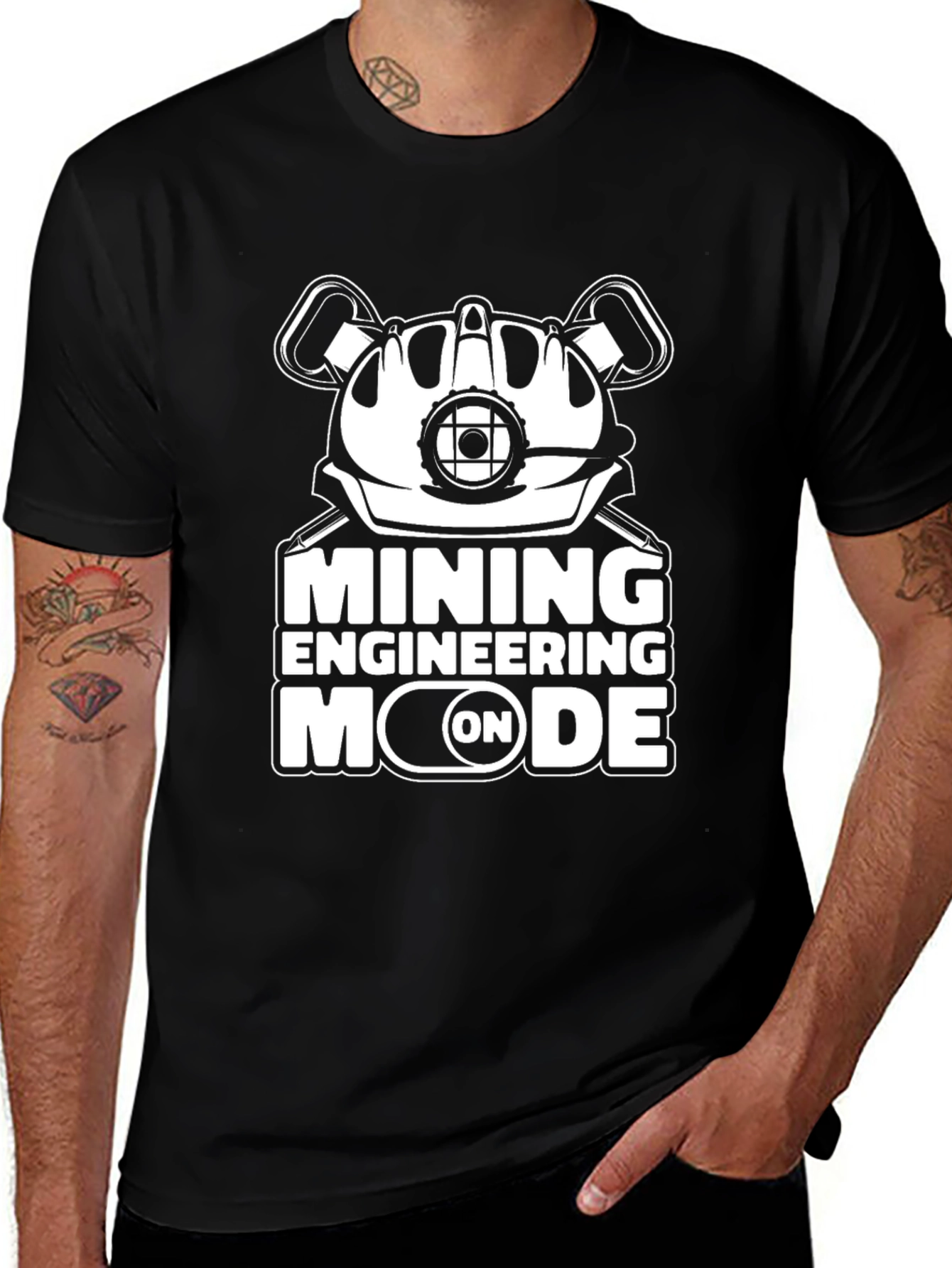 Mining Engineering Mode T-Shirt - Black Graphic Tee