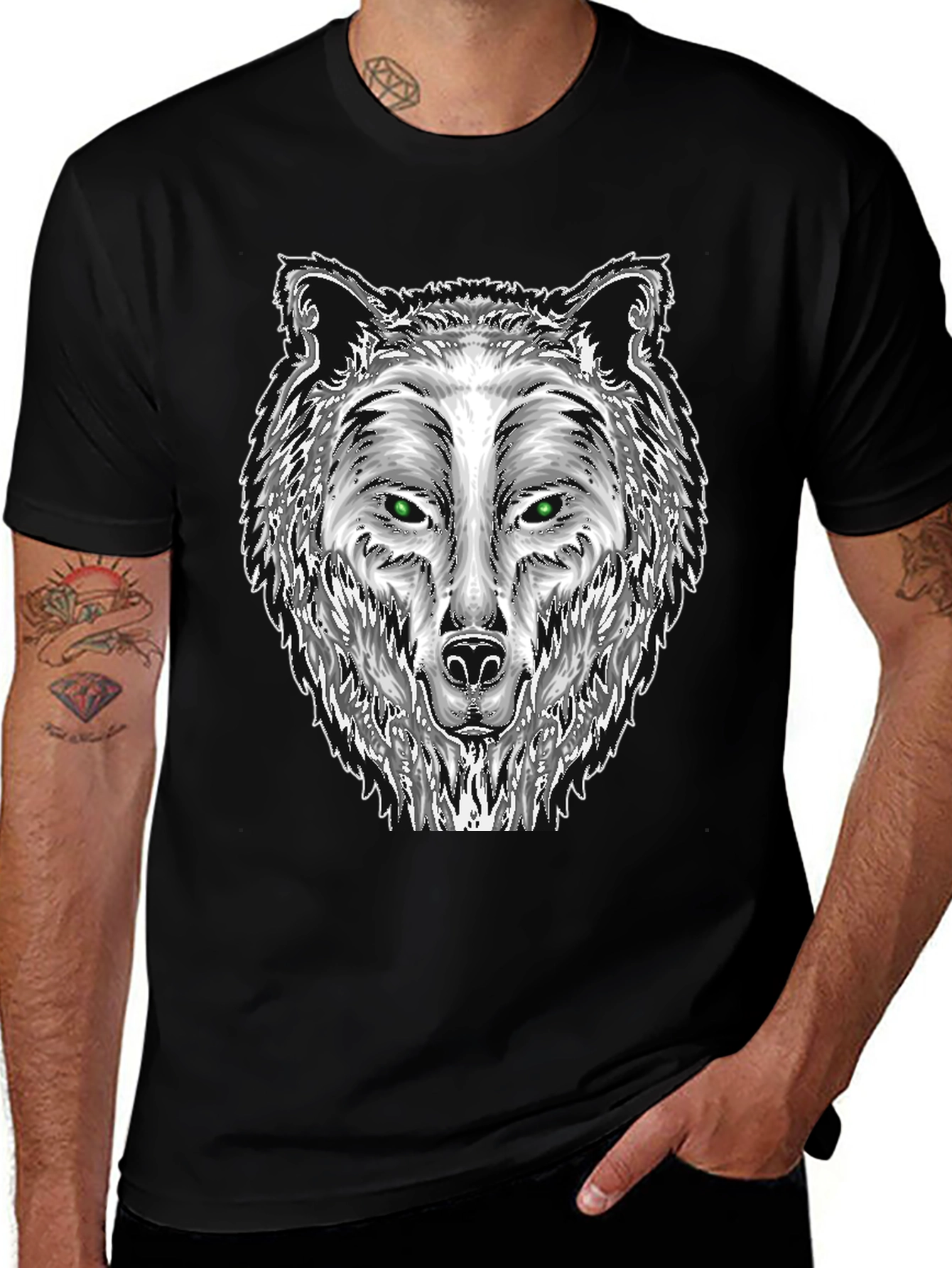 Variant 16 of Black Wolf Graphic Tee - Men's Fashion
