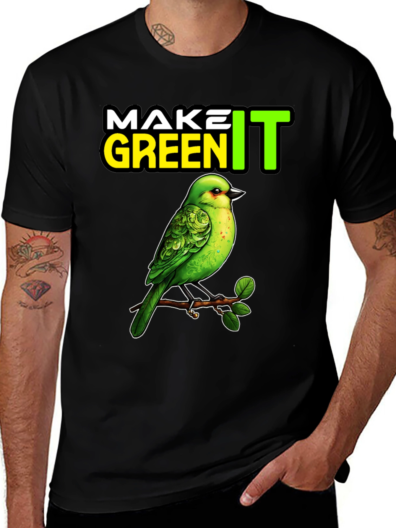 Variant 4 of Make It Green Bird Graphic Tee