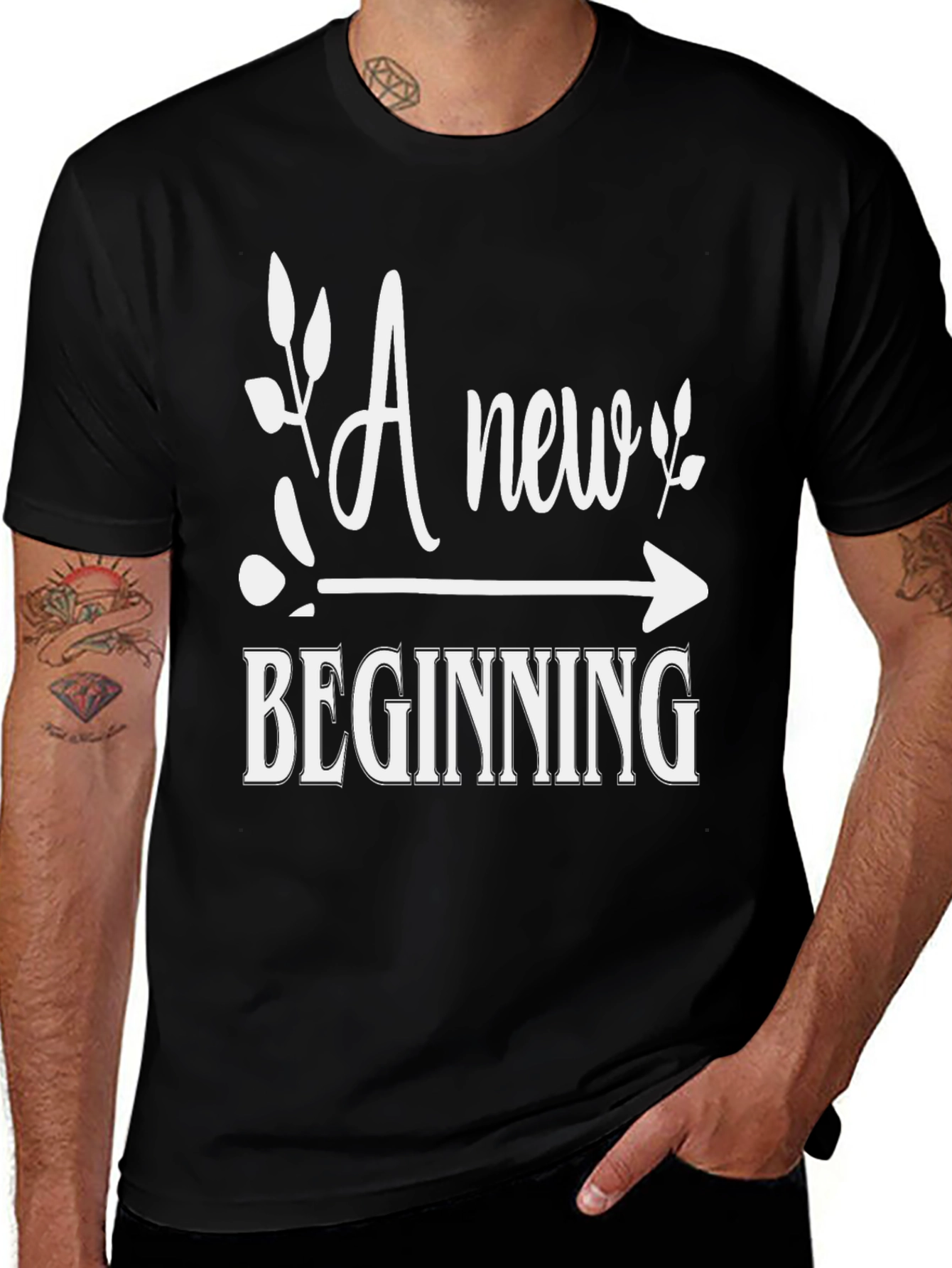 Variant 4 of New Beginning Graphic Tee - Stylish Black Shirt