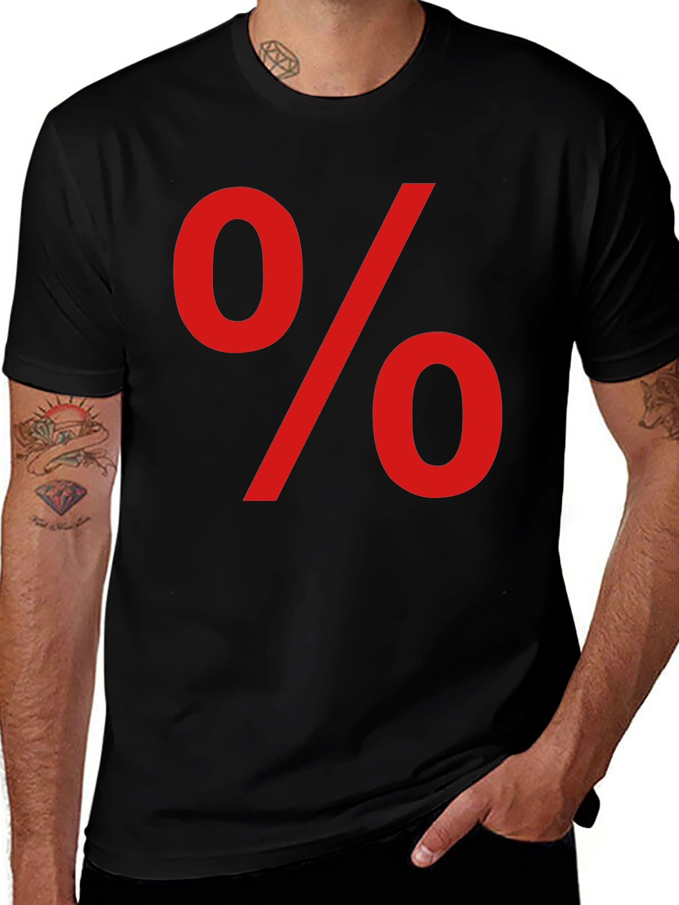 Variant 28 of Bold Percentage Sign Black T-Shirt