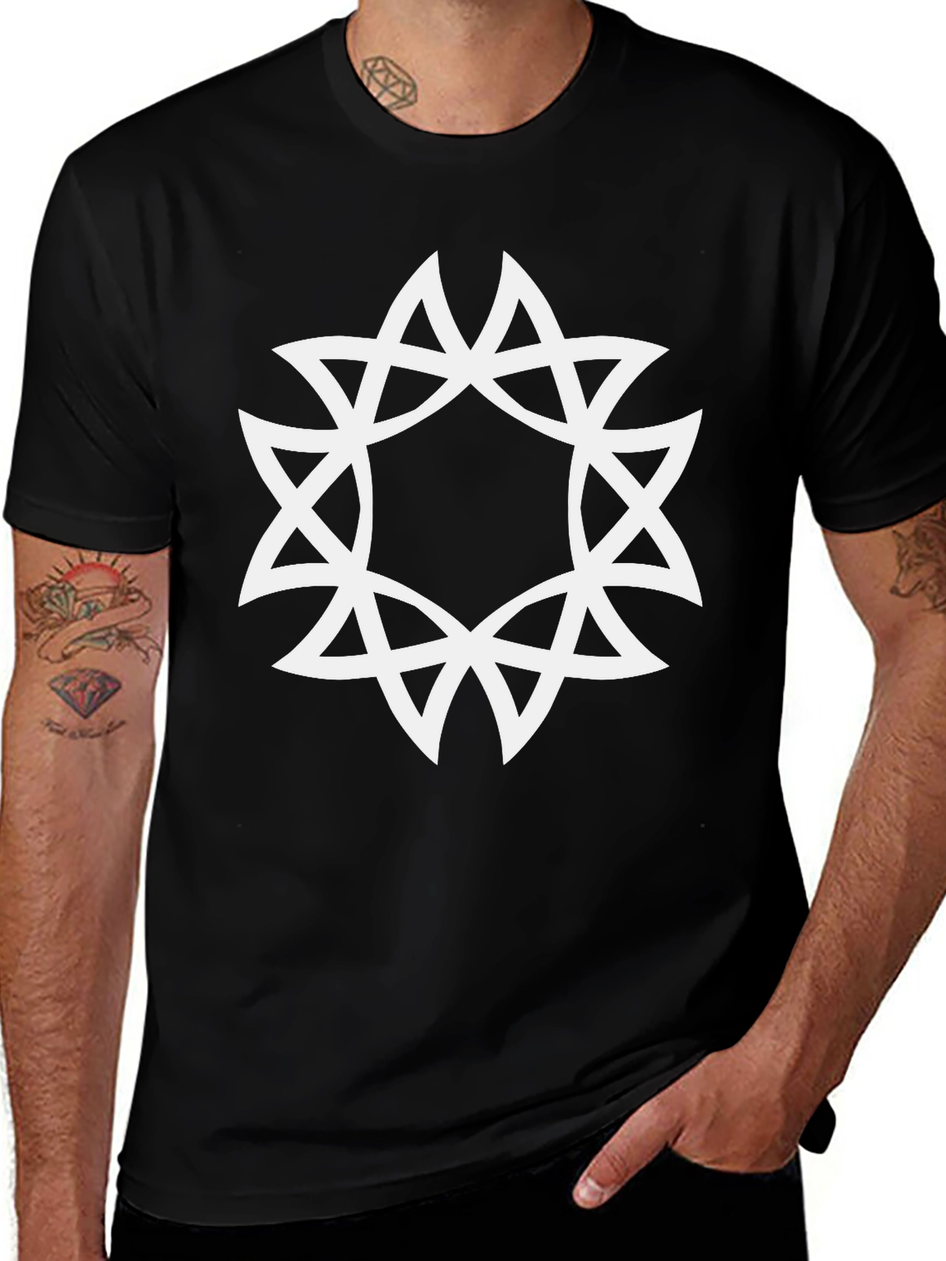 Variant 17 of Geometric Starburst Graphic Tee - Black