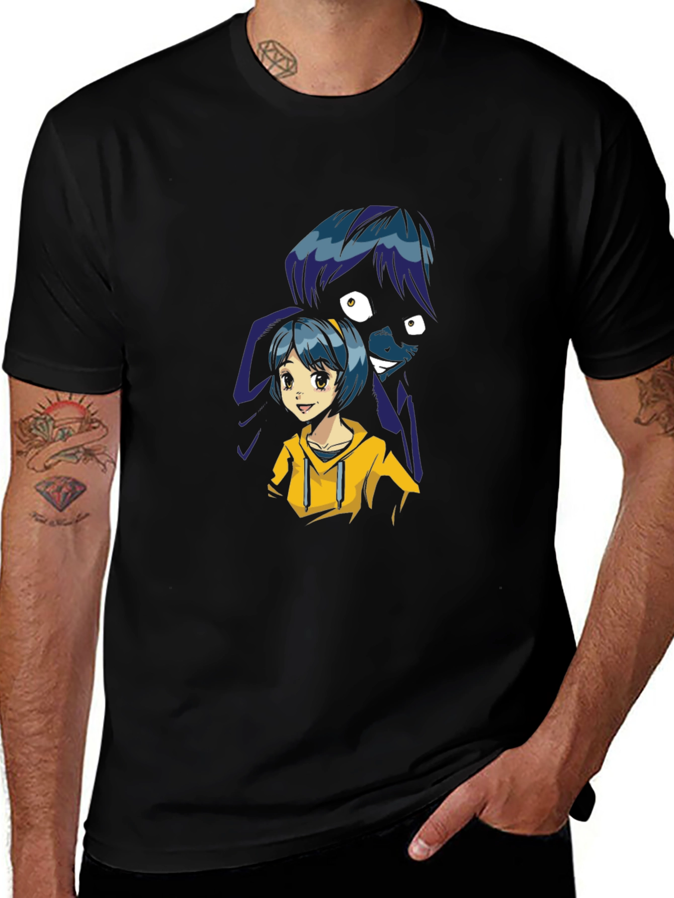Variant 26 of Anime Girl Graphic Black T-Shirt