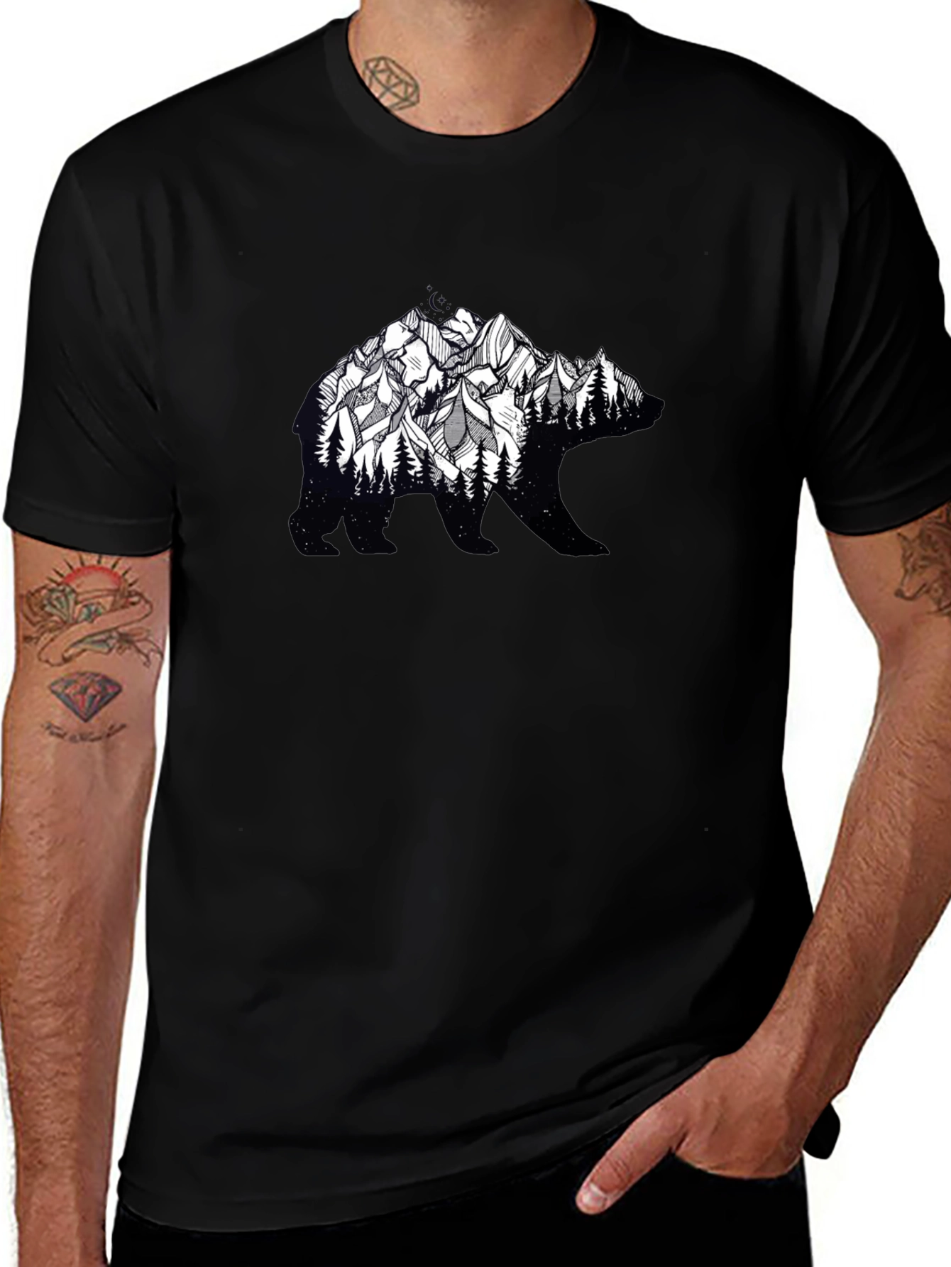 Variant 30 of Bear Silhouette Mountain Graphic Tee - Nature Inspired