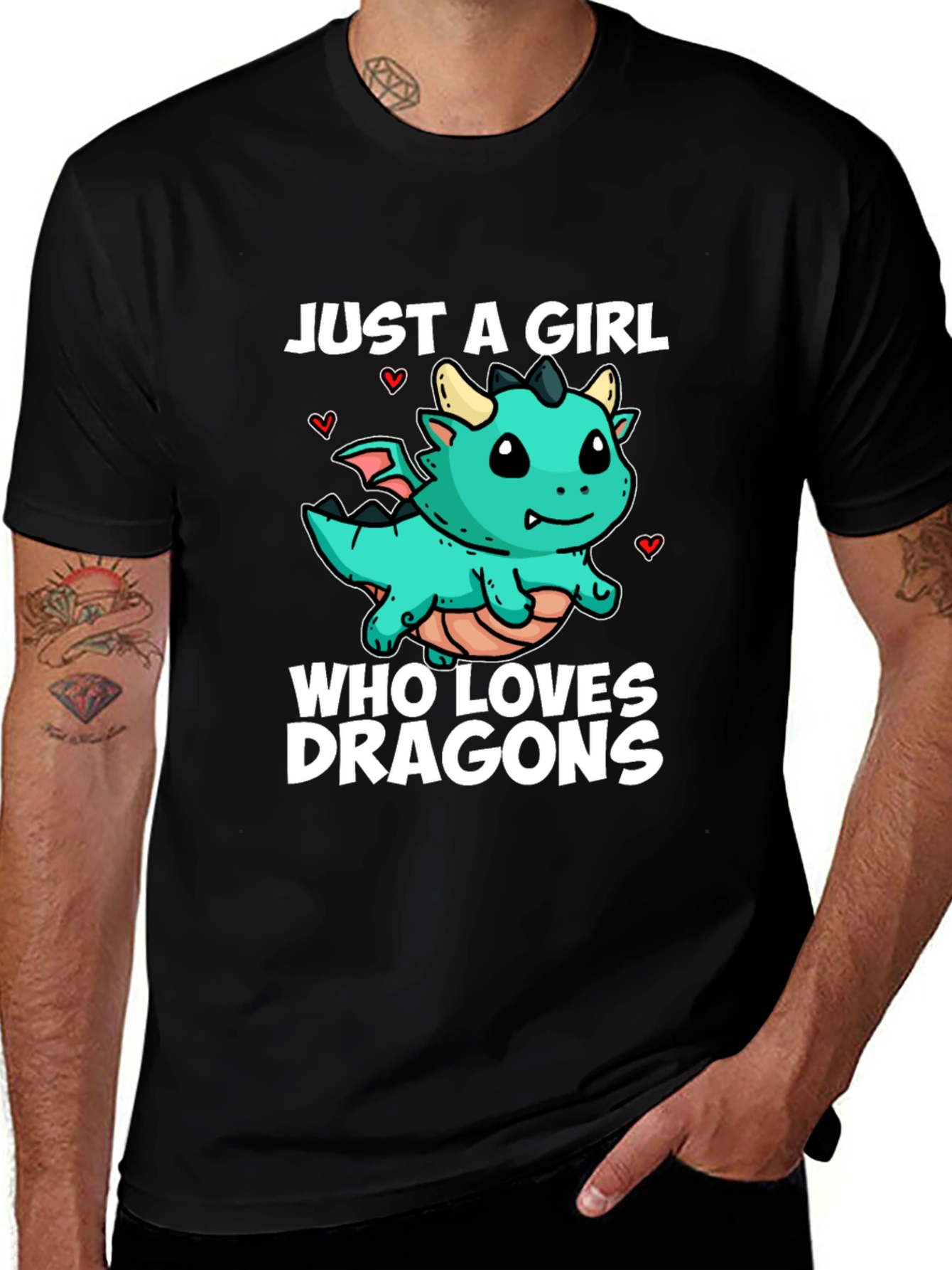 Variant 17 of Girl Dragon Lover Black T-Shirt