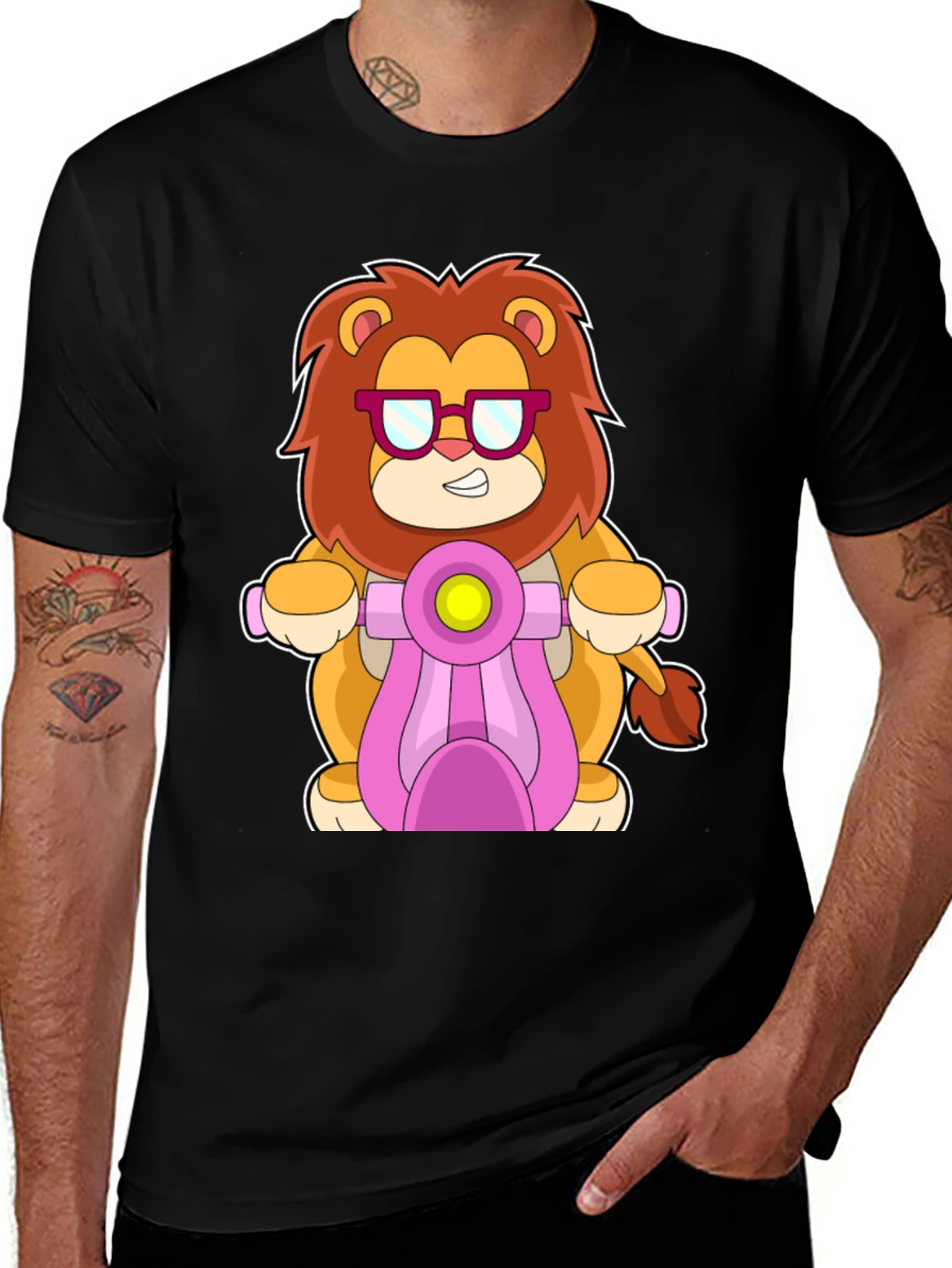 Variant 13 of Lion on Scooter T-Shirt - Fun Graphic Tee