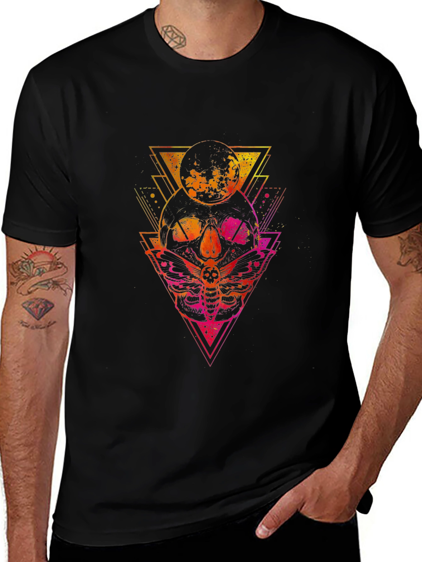 Variant 18 of Skull & Moth Graphic Tee - Edgy Print T-Shirt