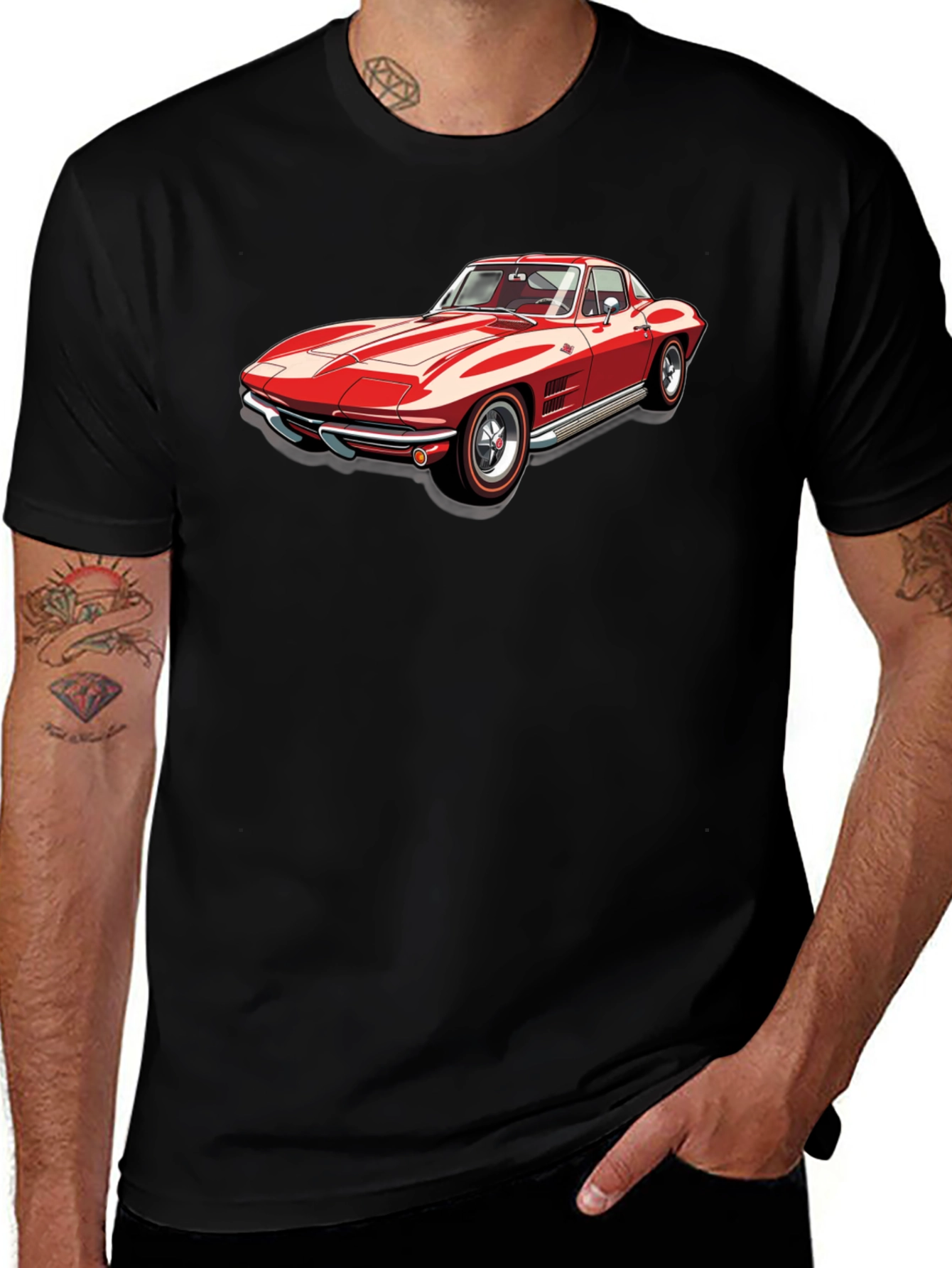 Classic Red Corvette Car Graphic T-Shirt
