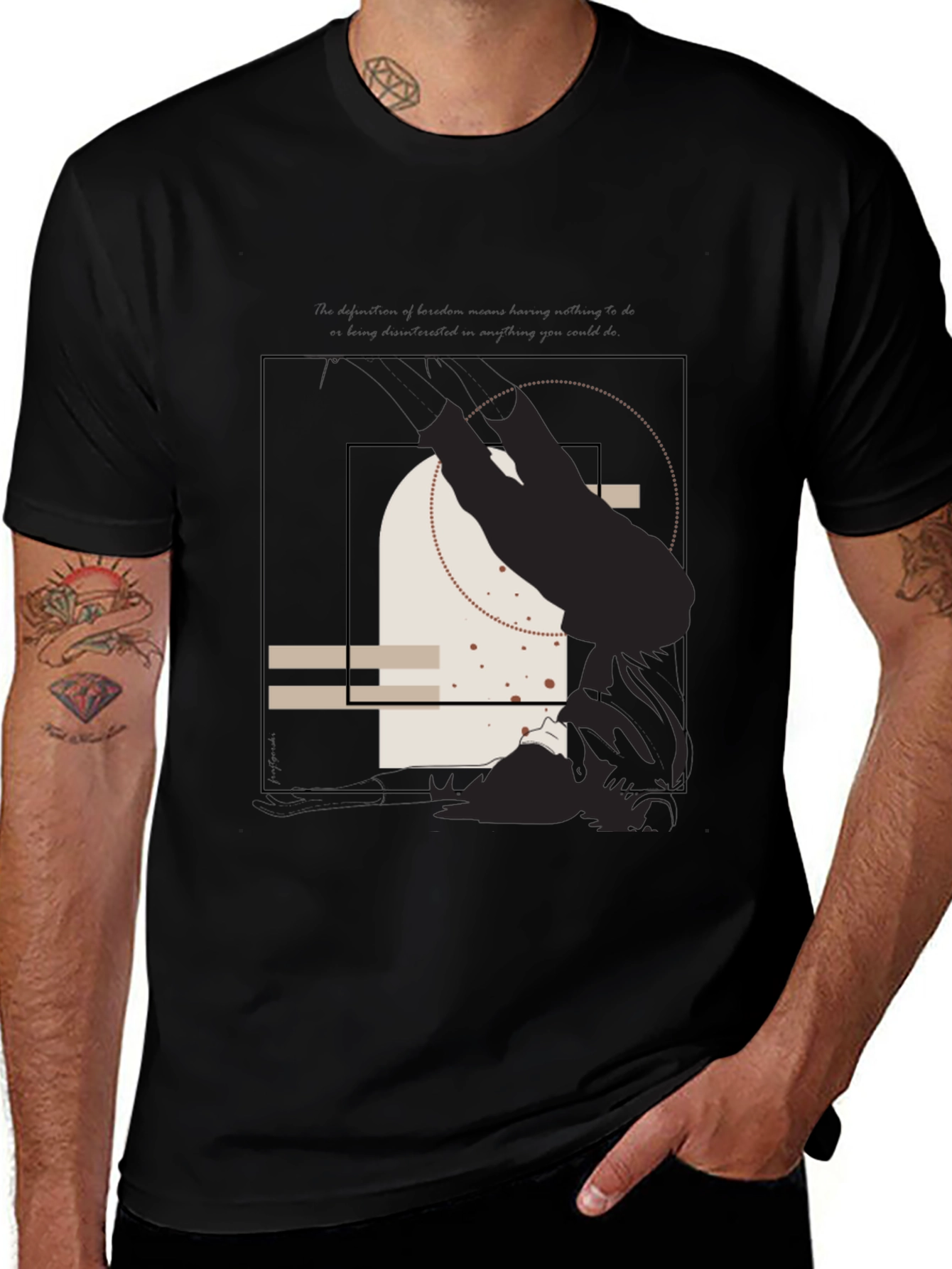 Variant 20 of Abstract Graphic Print Black T-Shirt