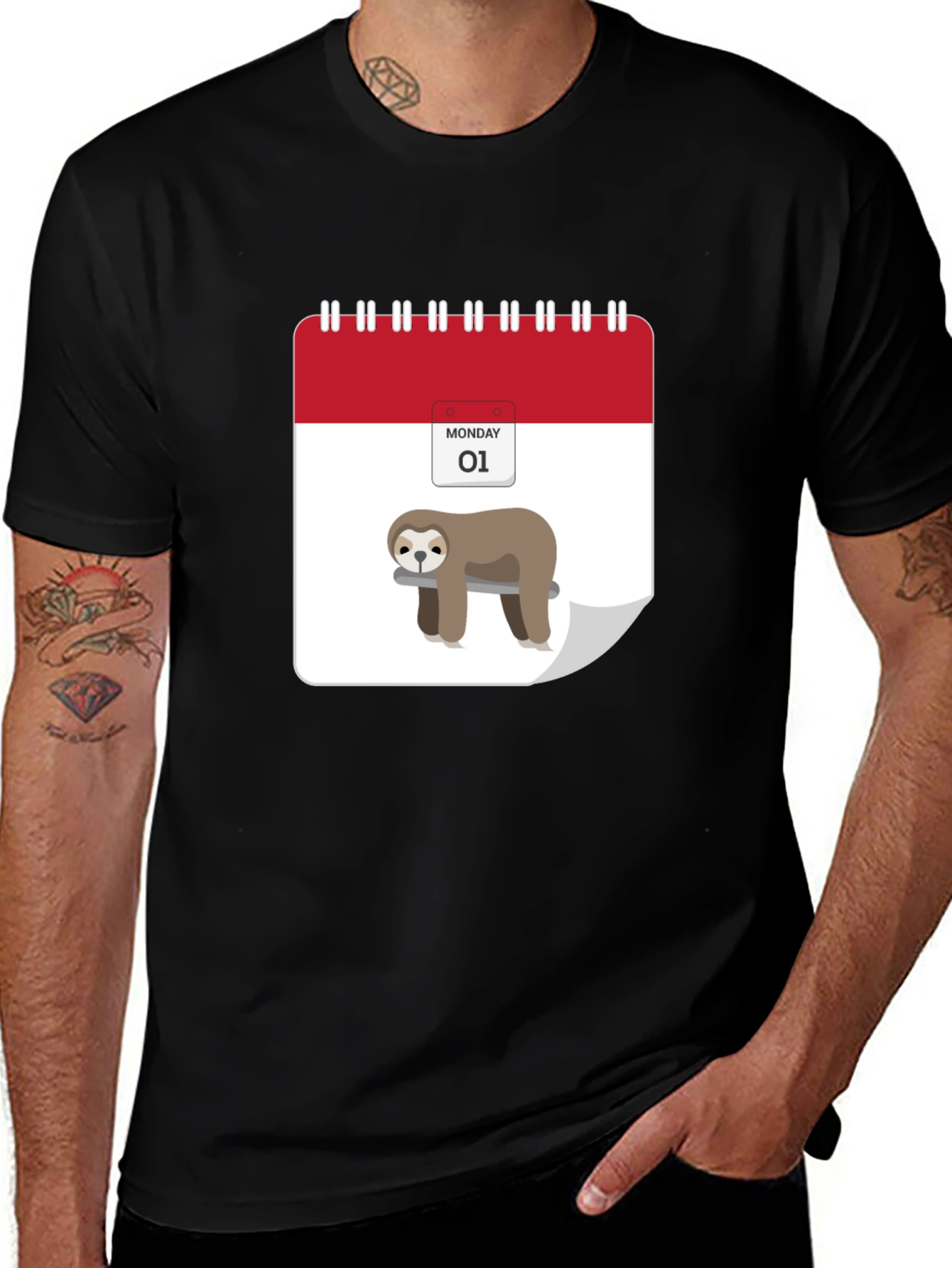 Variant 10 of Monday Sloth Calendar Graphic Tee