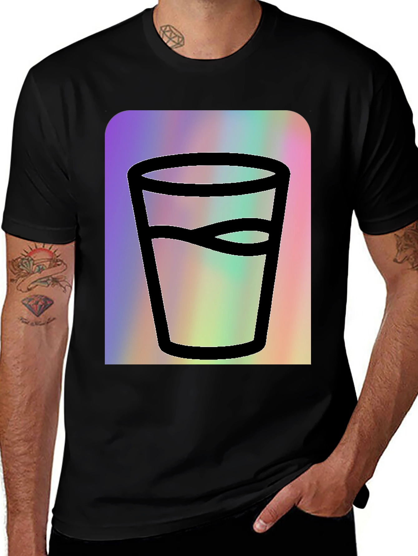 Variant 2 of Glass of Water Graphic Tee - Soft Black Cotton