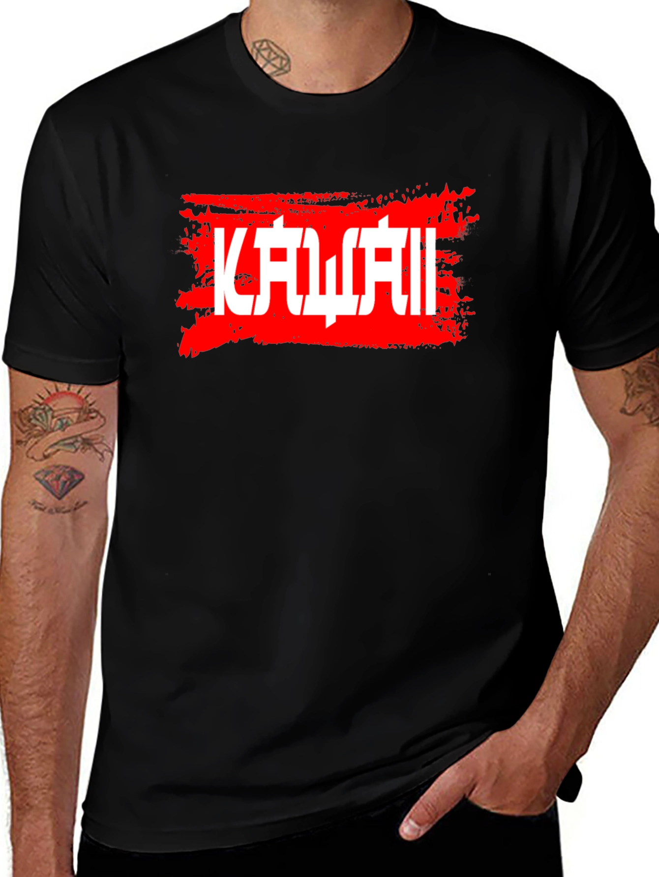 Variant 10 of Kawaii Text Graphic Black T-Shirt