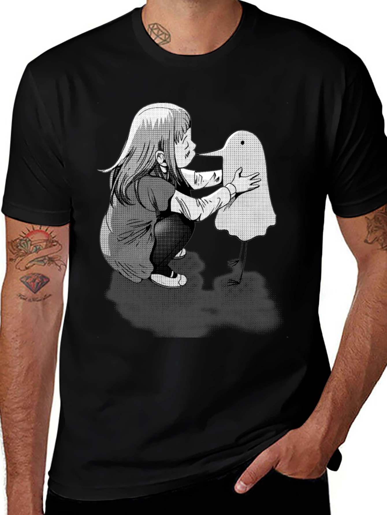 Variant 7 of Girl with Ghost Friend Graphic Tee