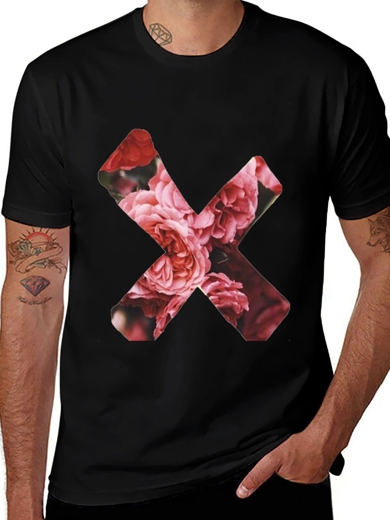 Variant 3 of Floral X Graphic Black T-Shirt