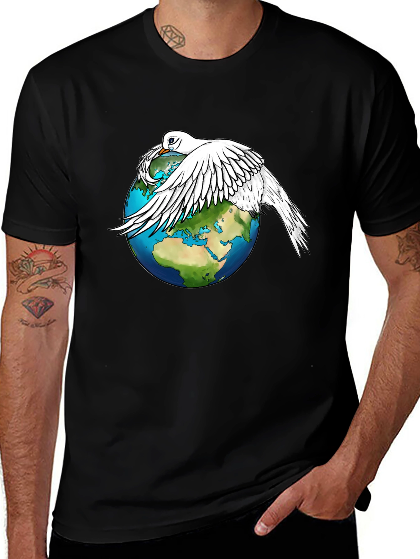 Variant 14 of Peace Dove on Earth Graphic Tee - Black