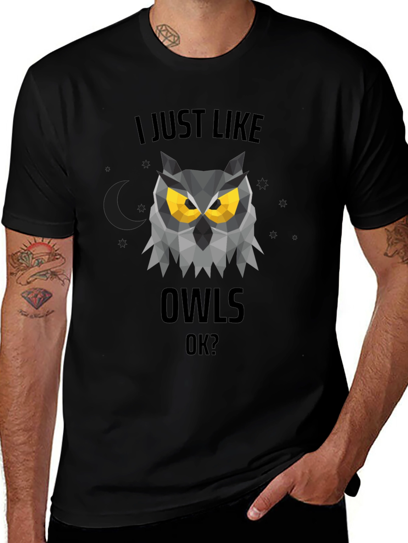Geometric Owl Graphic Tee - I Just Like Owls