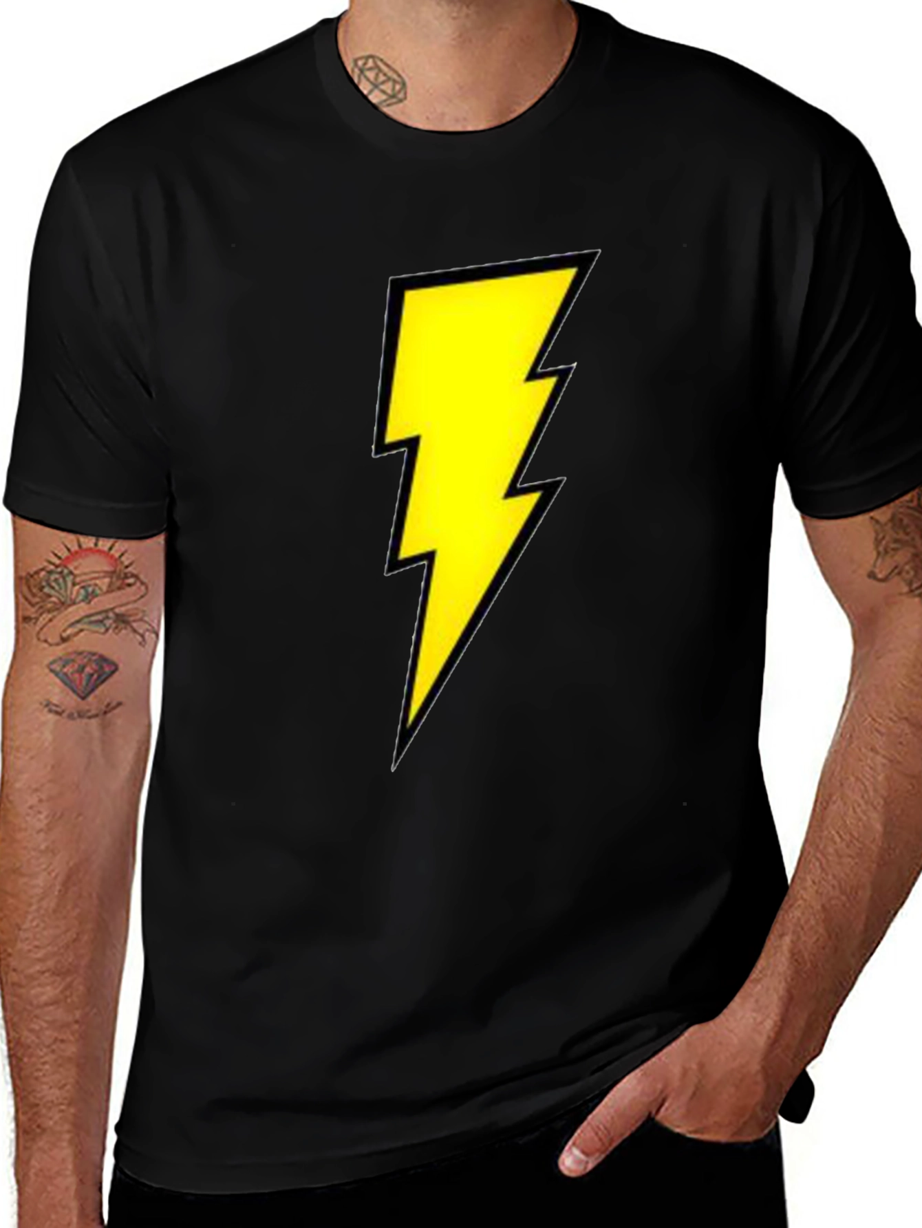 Variant 24 of Black T-Shirt with Yellow Lightning Bolt Design