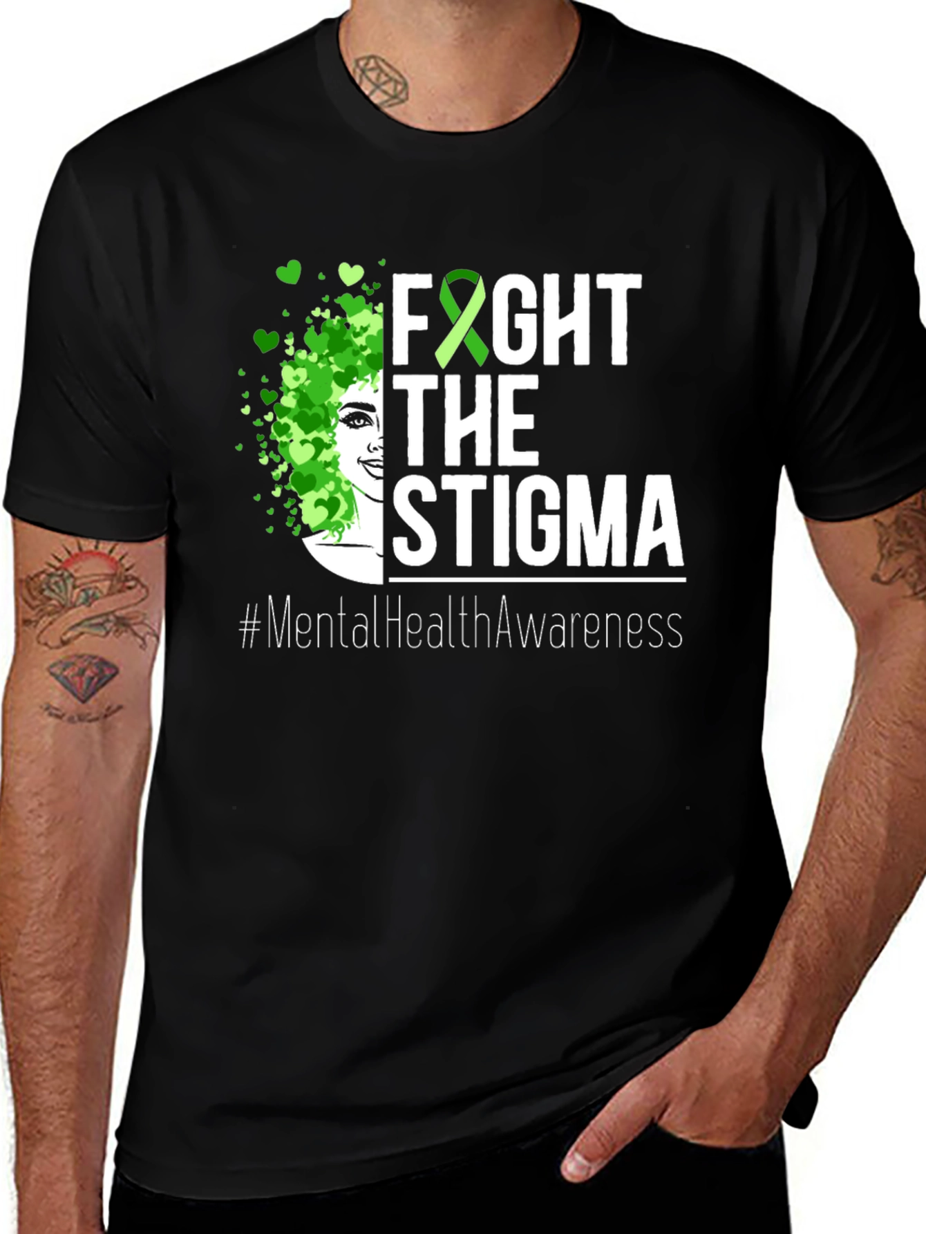 Black Fight the Stigma Mental Health Awareness Tee main image