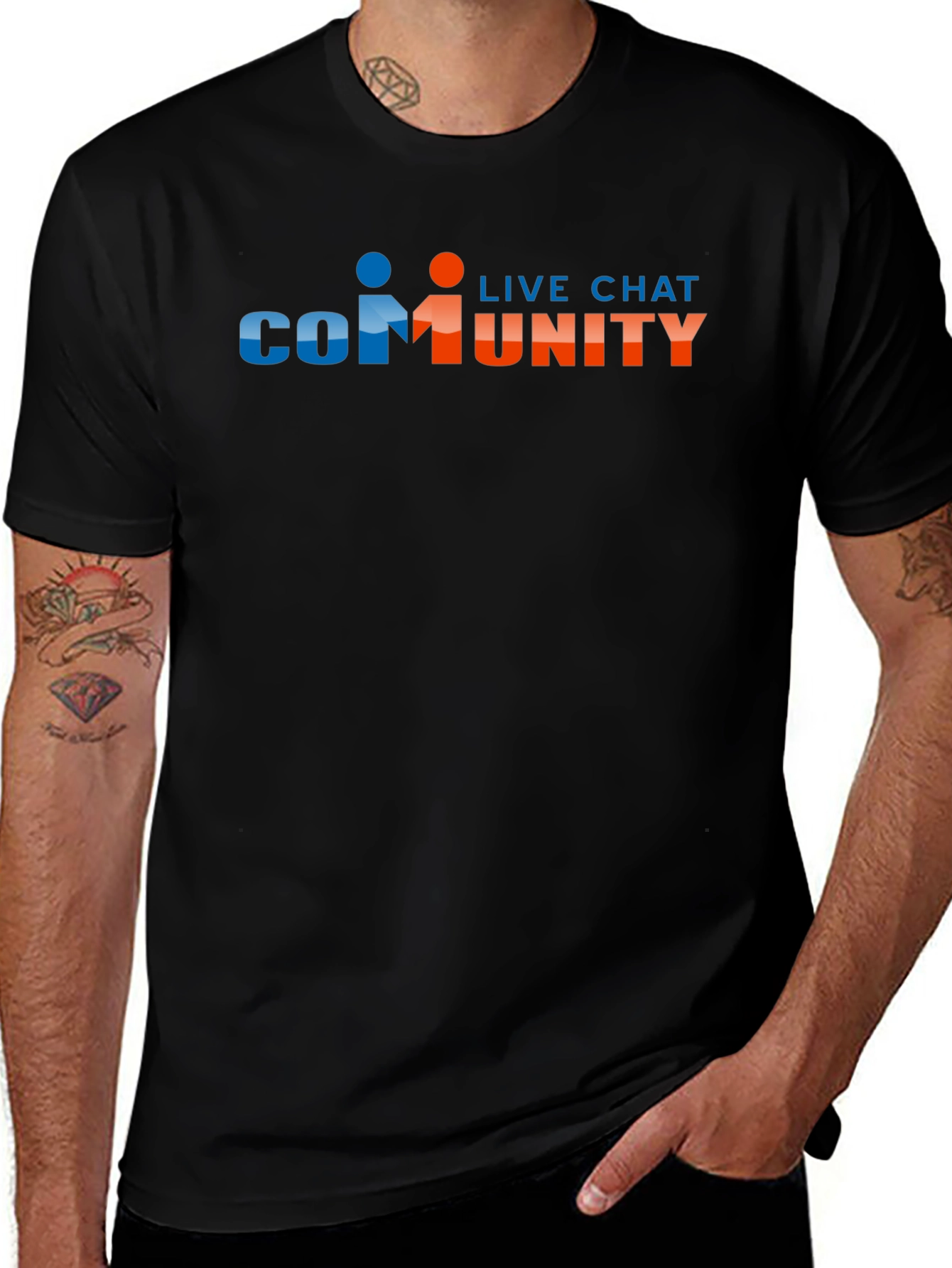 Community Live Chat Graphic Black T-Shirt
