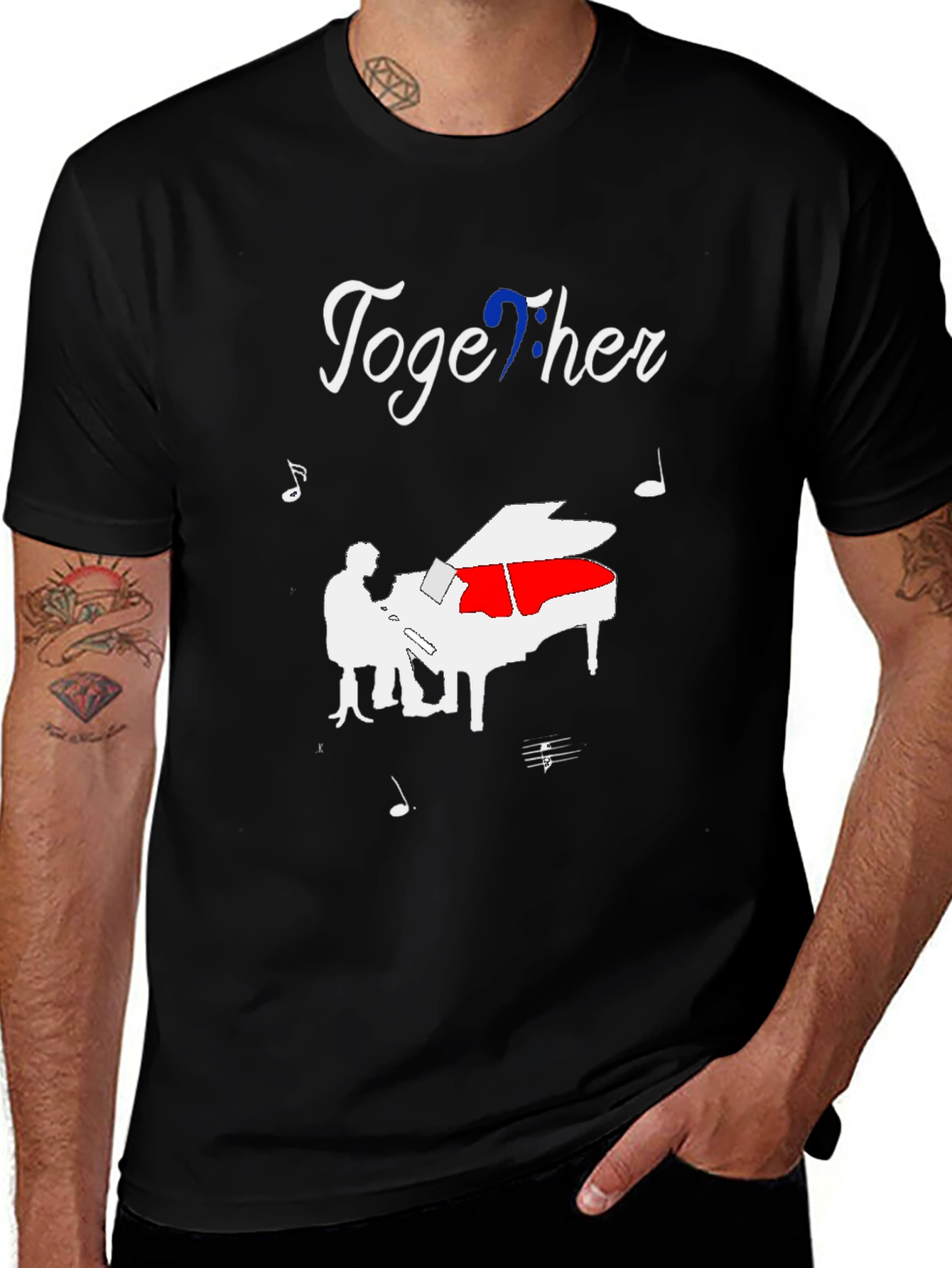 Variant 16 of Together Piano T-Shirt - Musical Harmony Tee