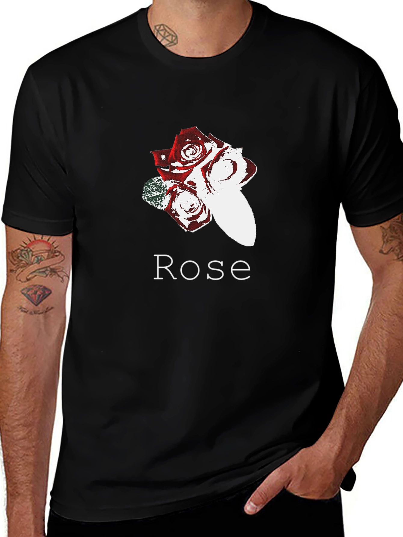 Variant 30 of Rose Graphic Tee - Soft Black Cotton