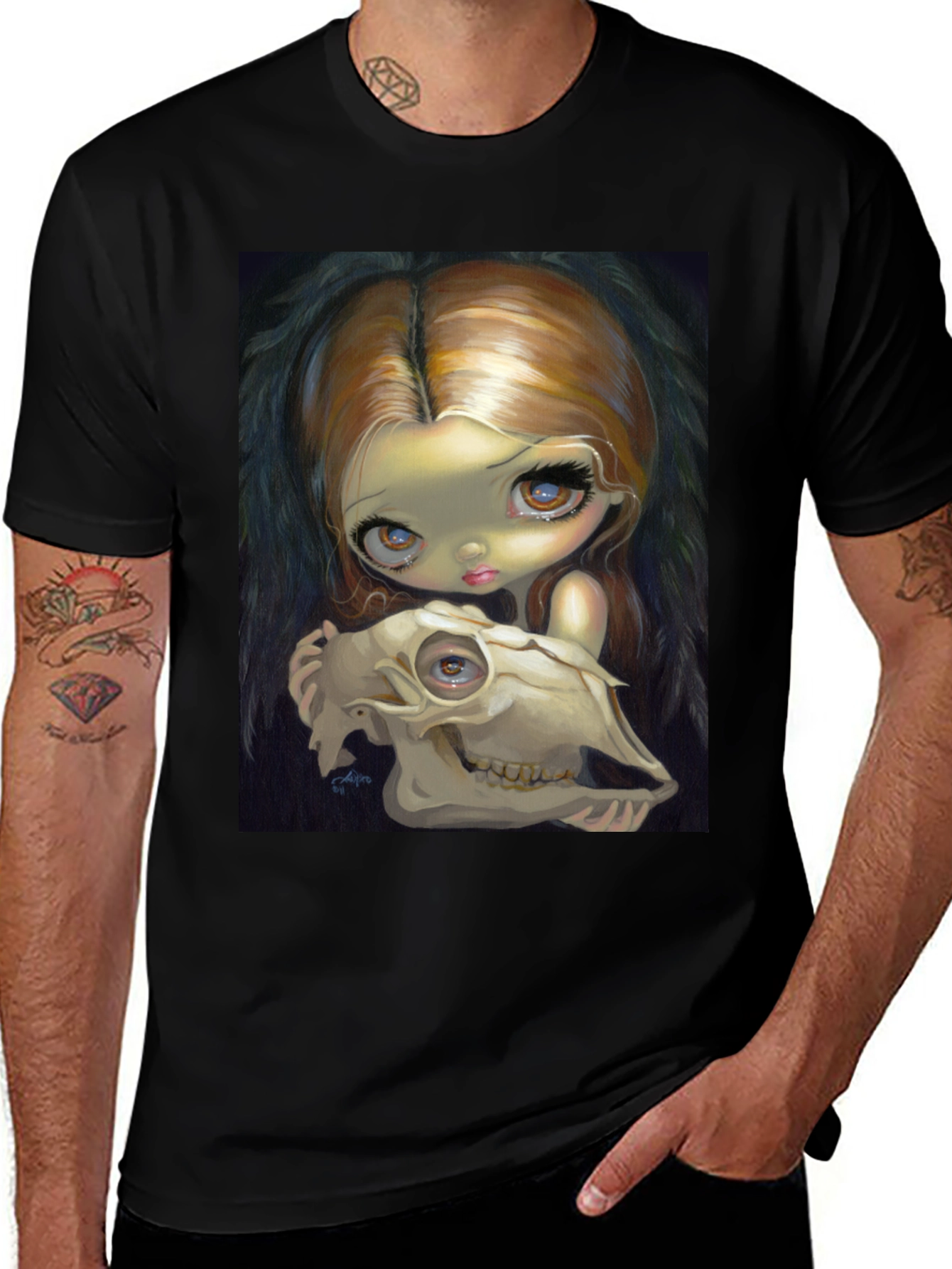 Variant 6 of Eerie Girl Skull Graphic T-Shirt