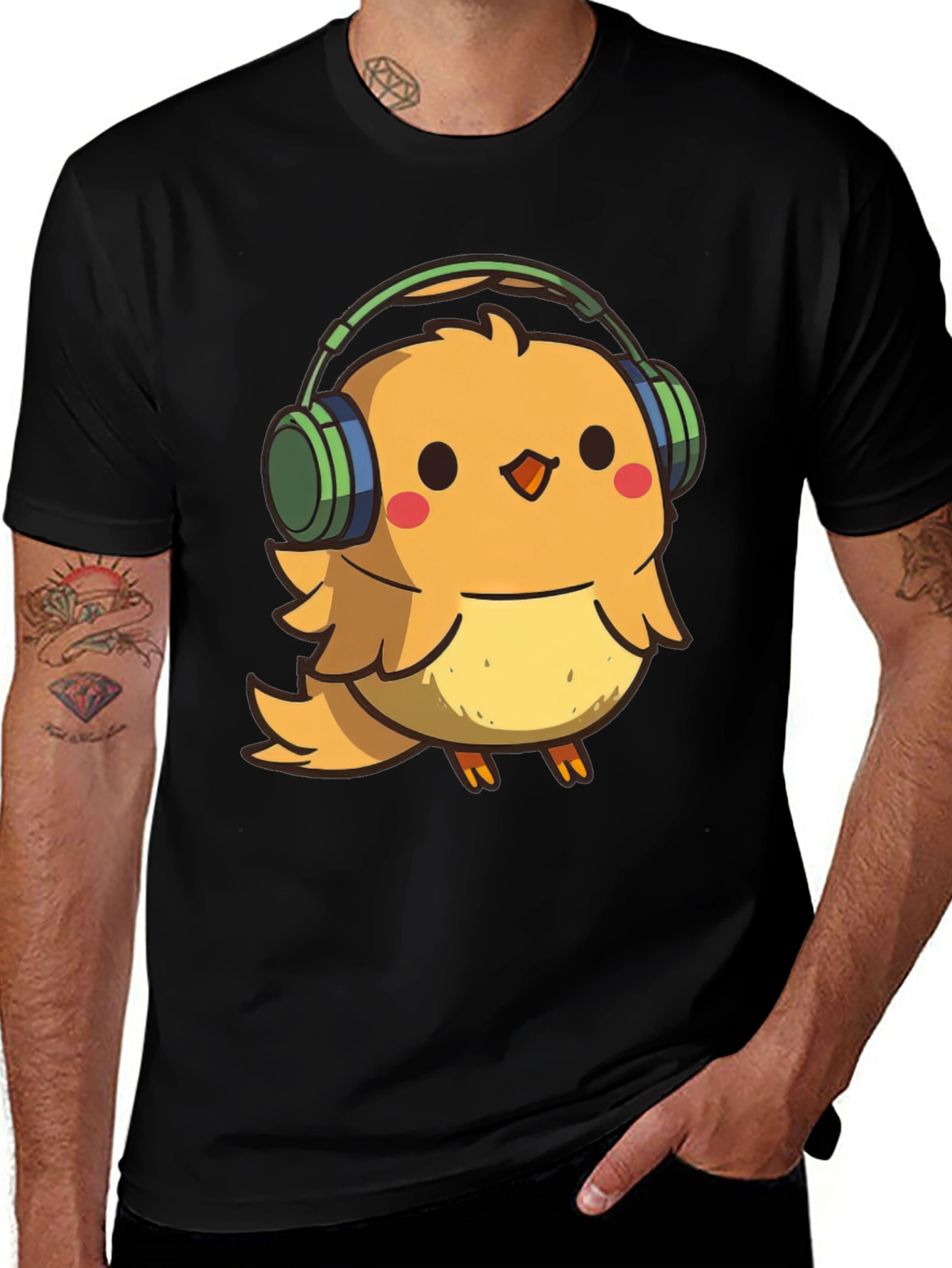Variant 29 of Cute Chick with Headphones Graphic Tee