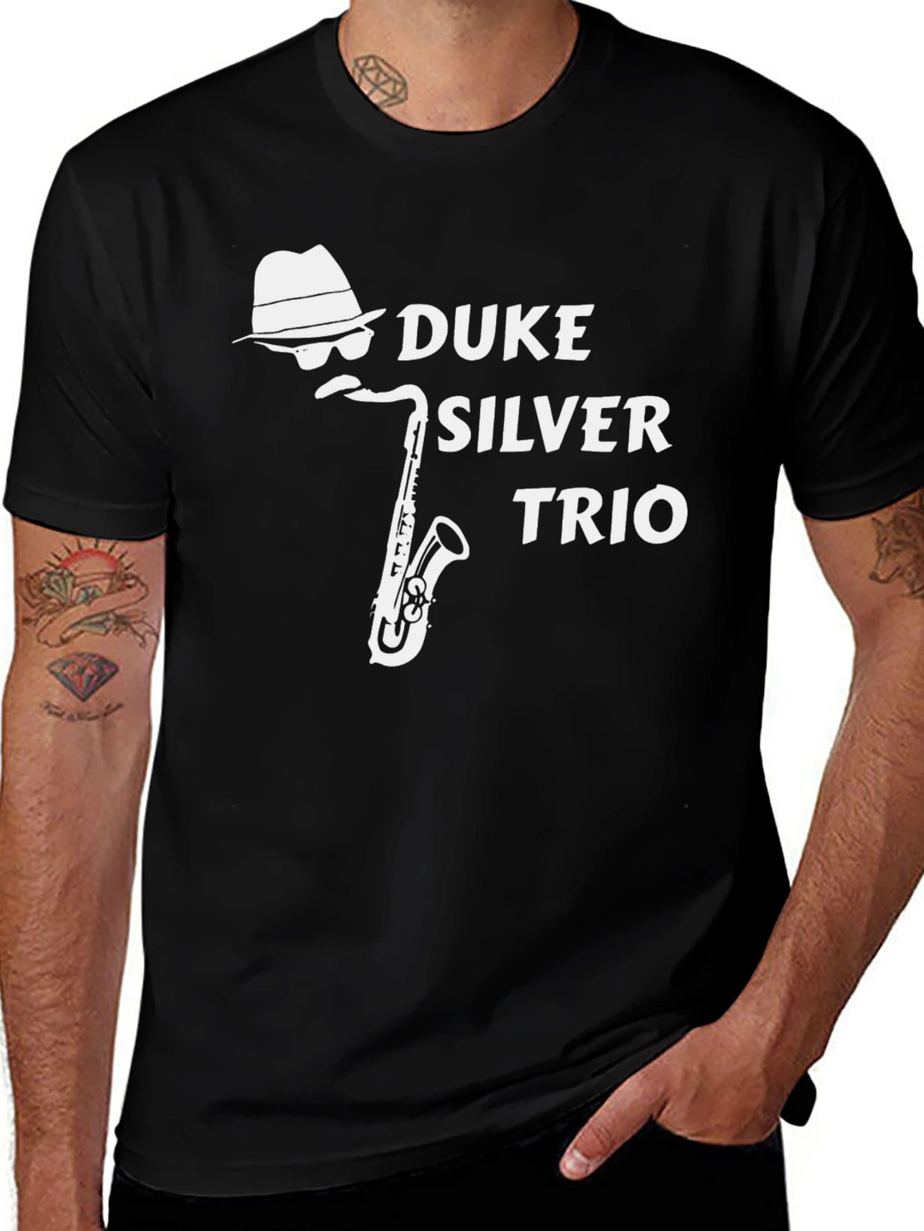 Variant 3 of Duke Silver Trio T-Shirt - Saxophone Design