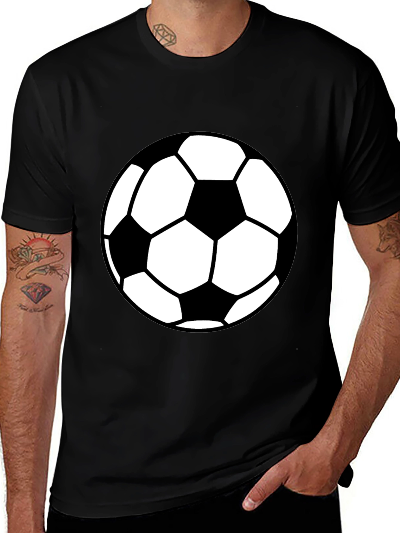Variant 12 of Soccer Ball Graphic Tee - Black Casual T-Shirt