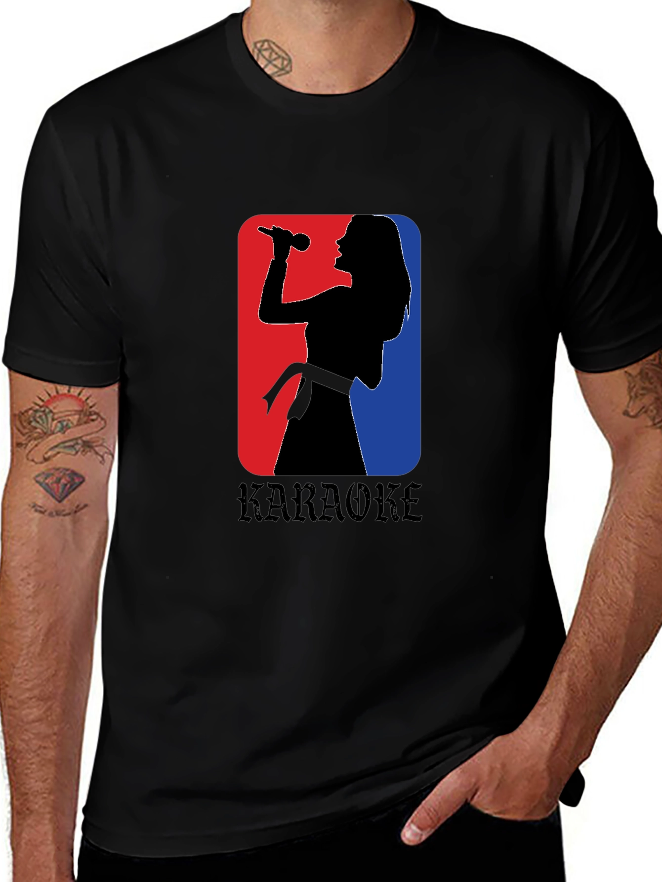 Black Karaoke Singer Graphic T-Shirt - Black main image