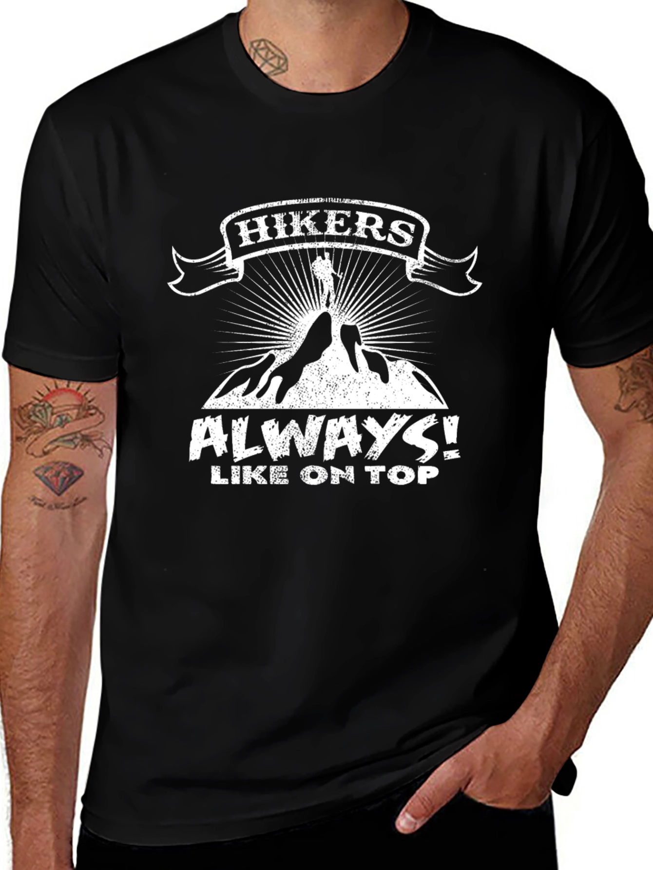 Black Hikers Always Like On Top Graphic T-Shirt main image
