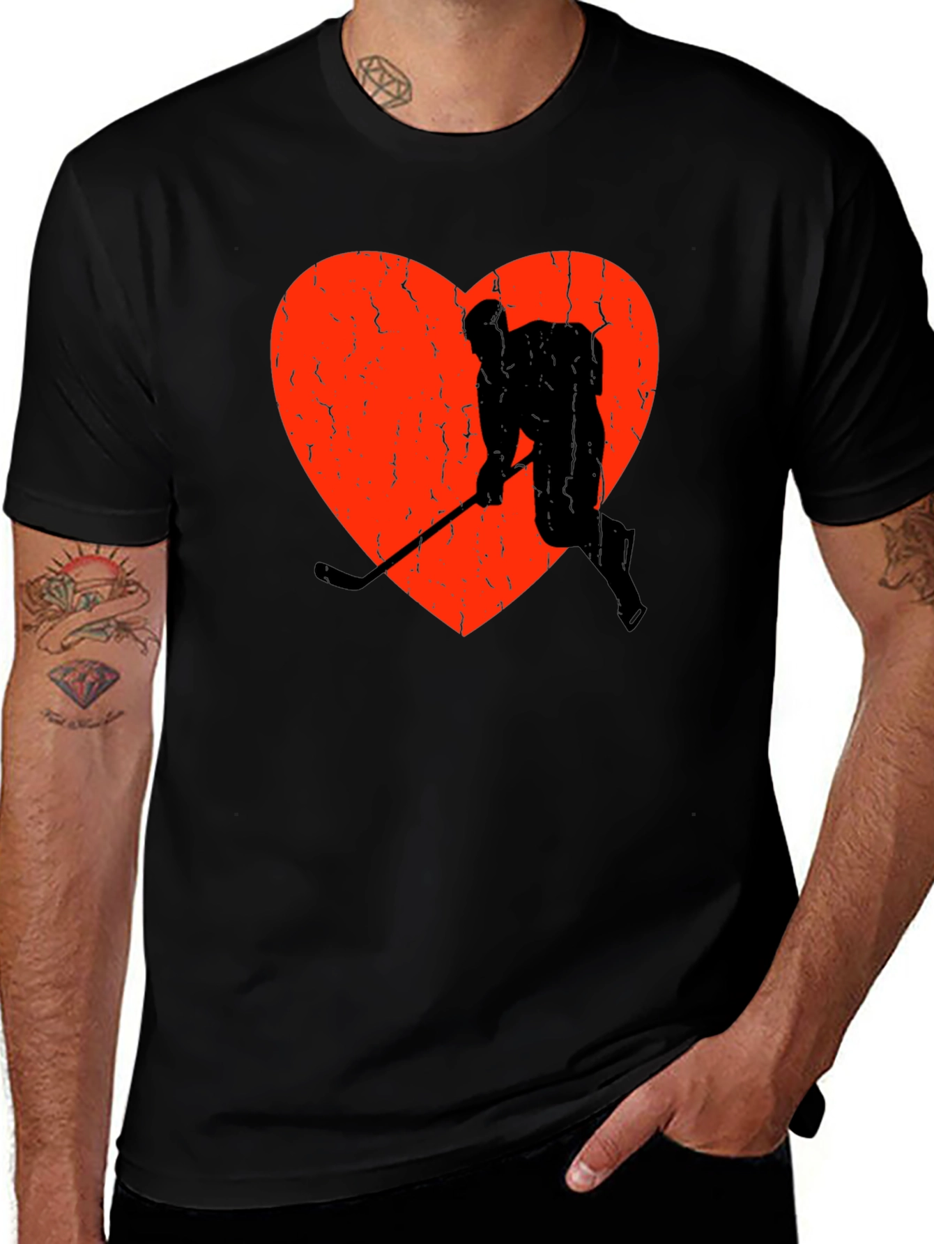 Variant 29 of Hockey Love T-Shirt - Black, Sporty, Graphic Tee
