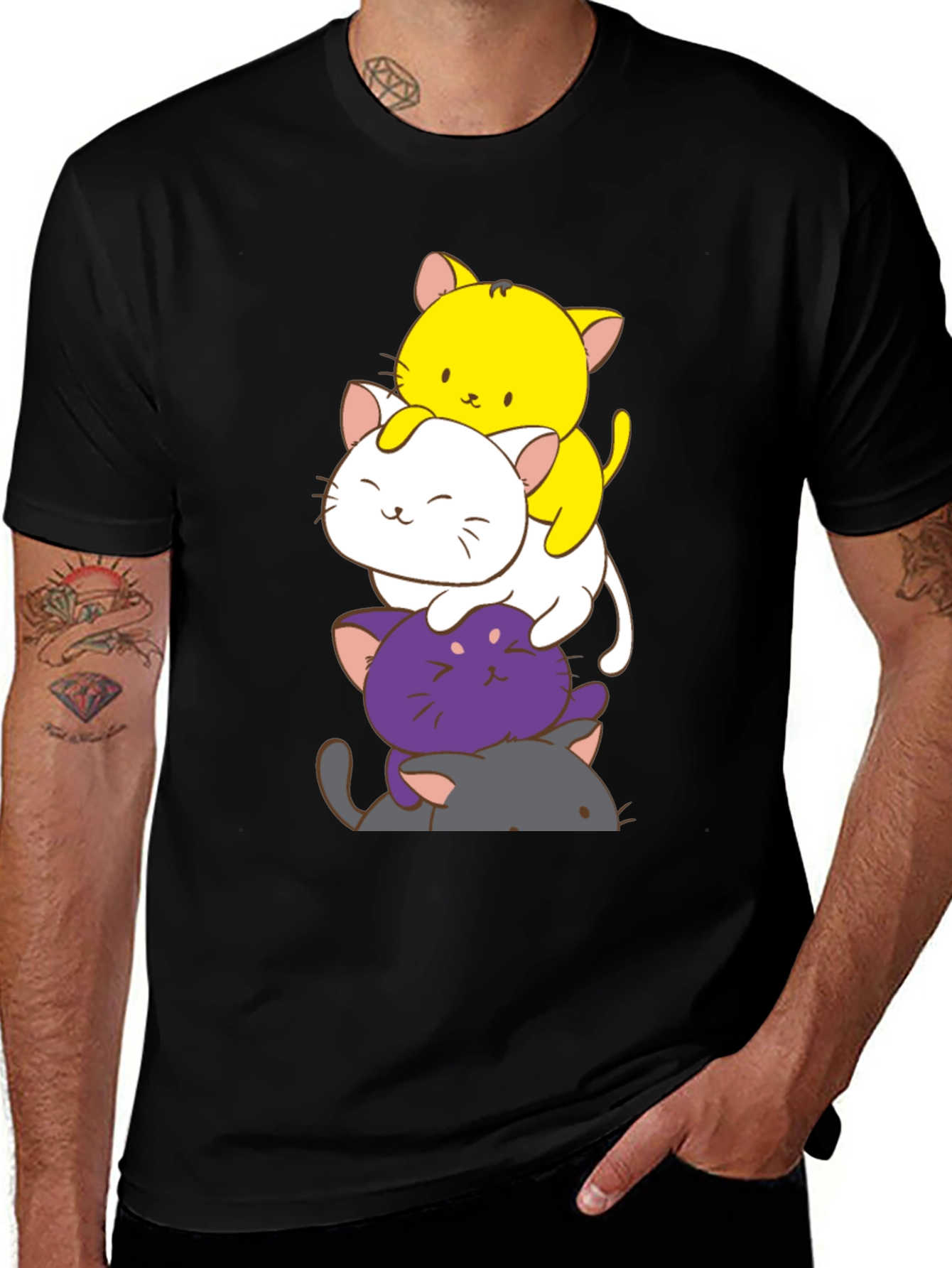Variant 7 of Stacked Cats Graphic Tee