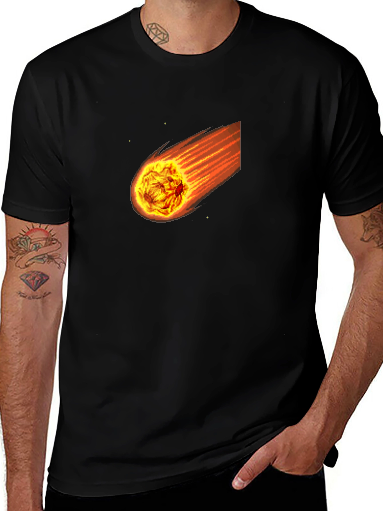 Variant 13 of Meteor Black T-Shirt - Fiery Space Graphic Tee
