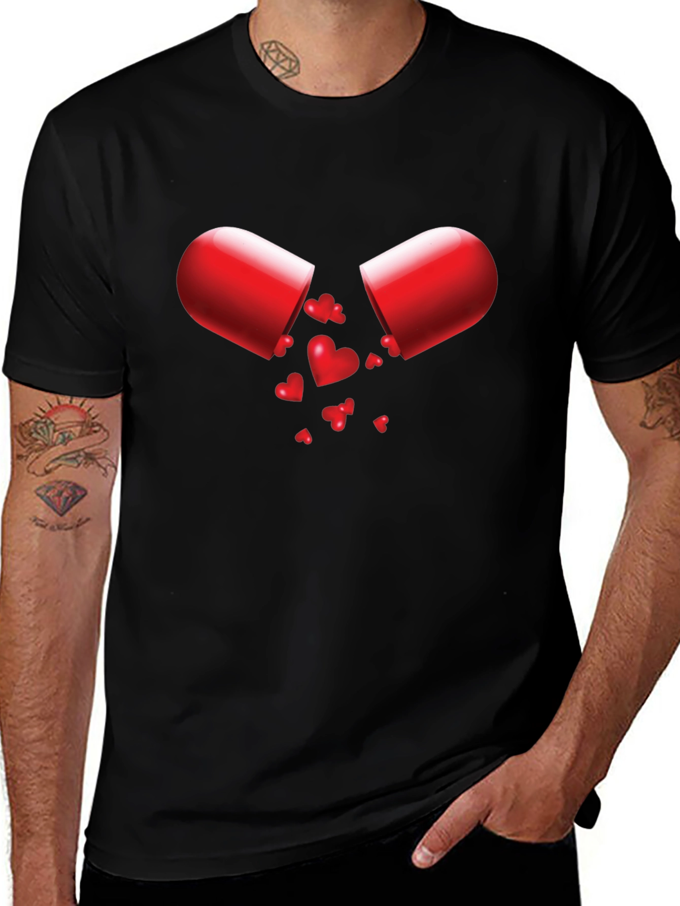 Variant 9 of Love Capsule Graphic Tee - Heart Pill Design