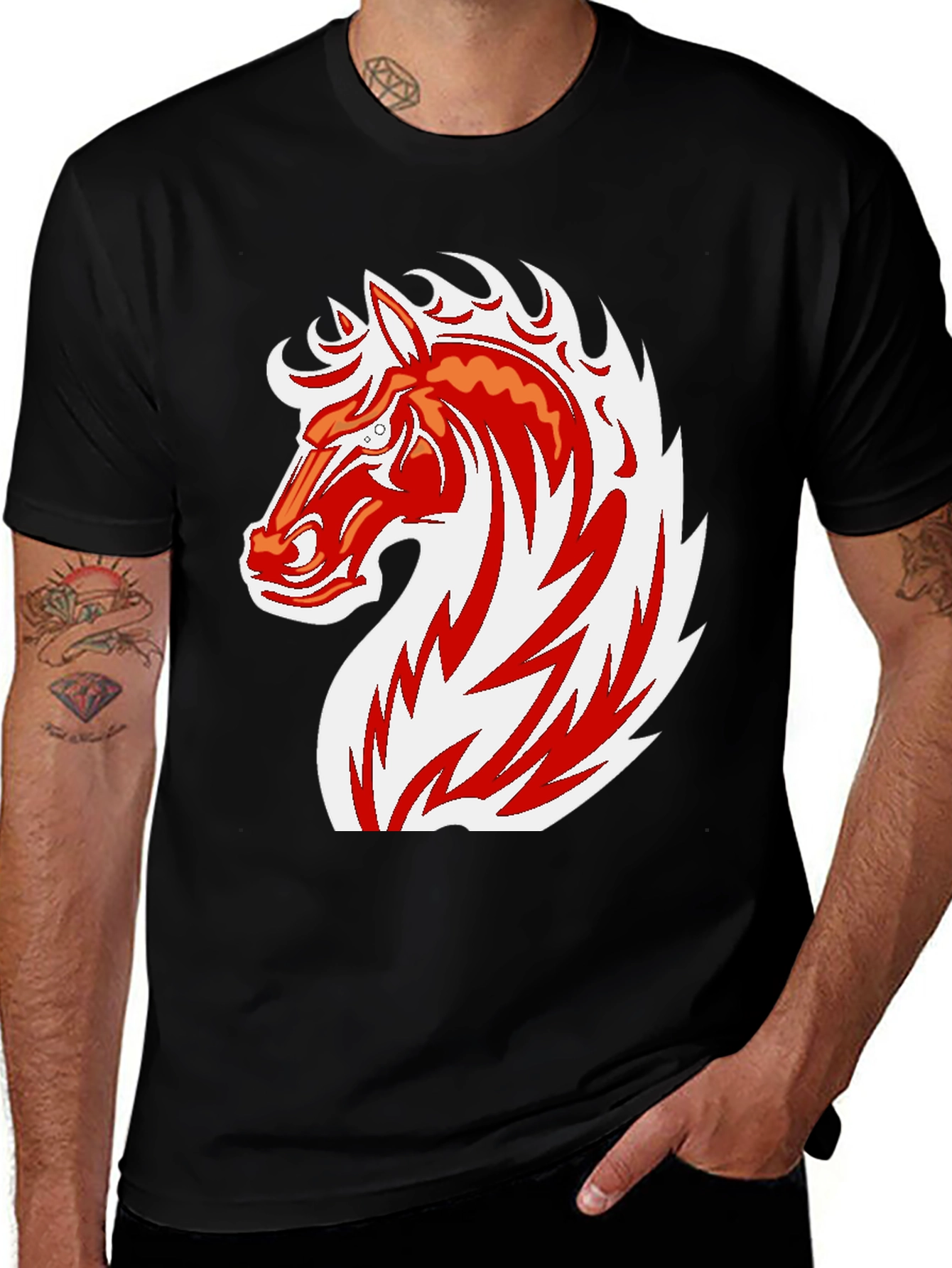 Variant 19 of Bold Horse Graphic Black T-Shirt
