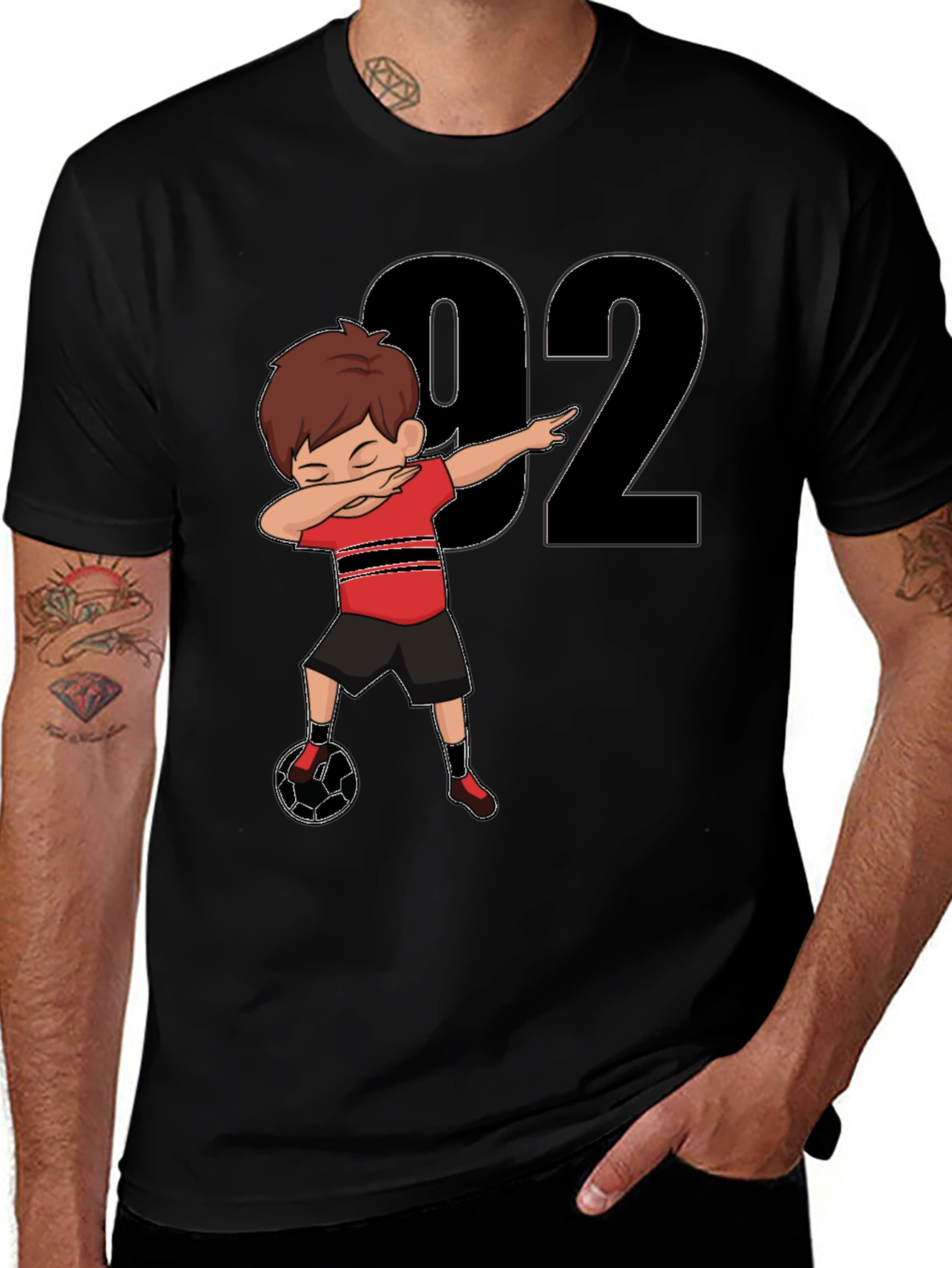 Variant 7 of Dabbing Soccer Kid '92 Black T-Shirt