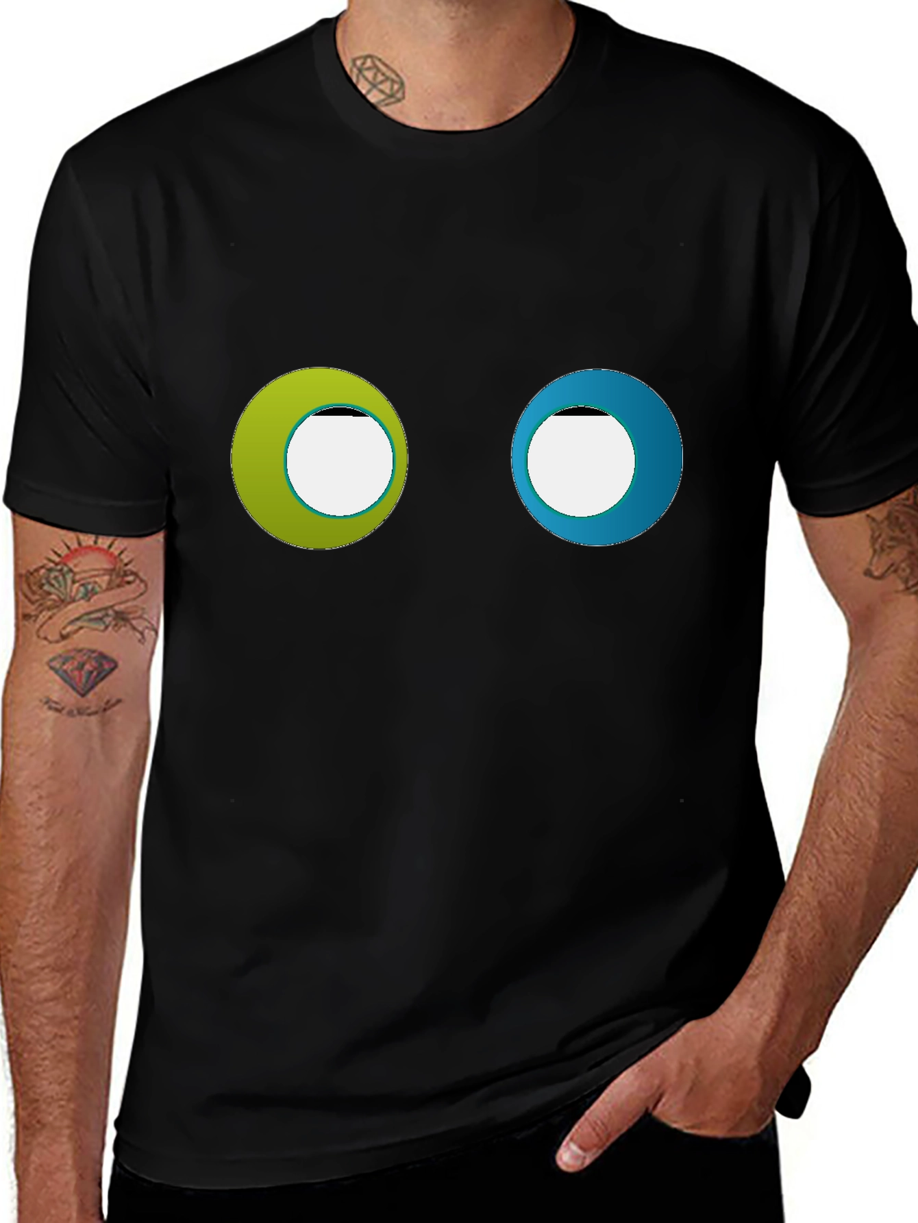 Variant 12 of Funky Eyes T-Shirt - Black Cotton Tee