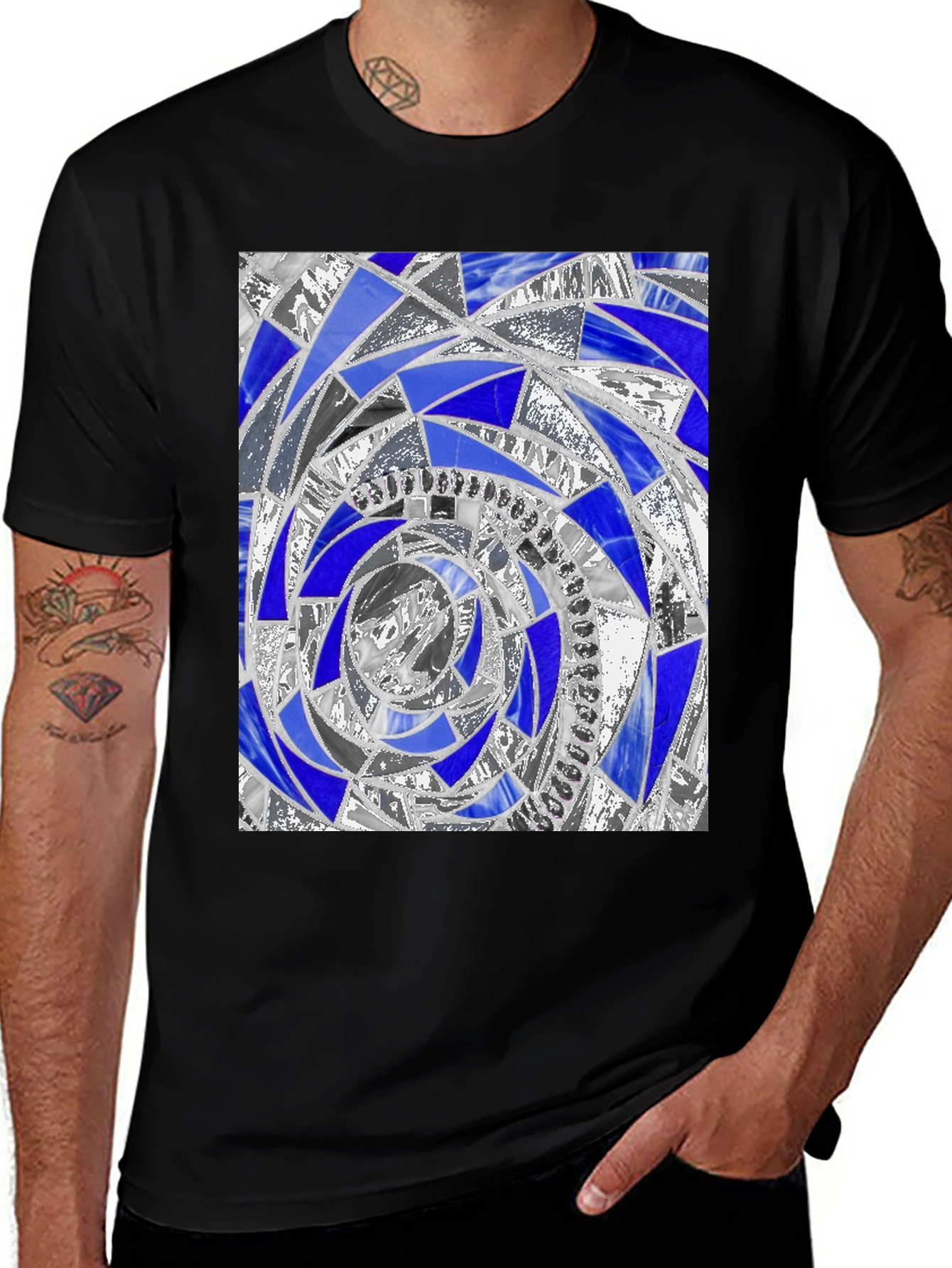 Variant 21 of Abstract Mosaic Spiral Graphic Tee - Modern Art T-Shirt