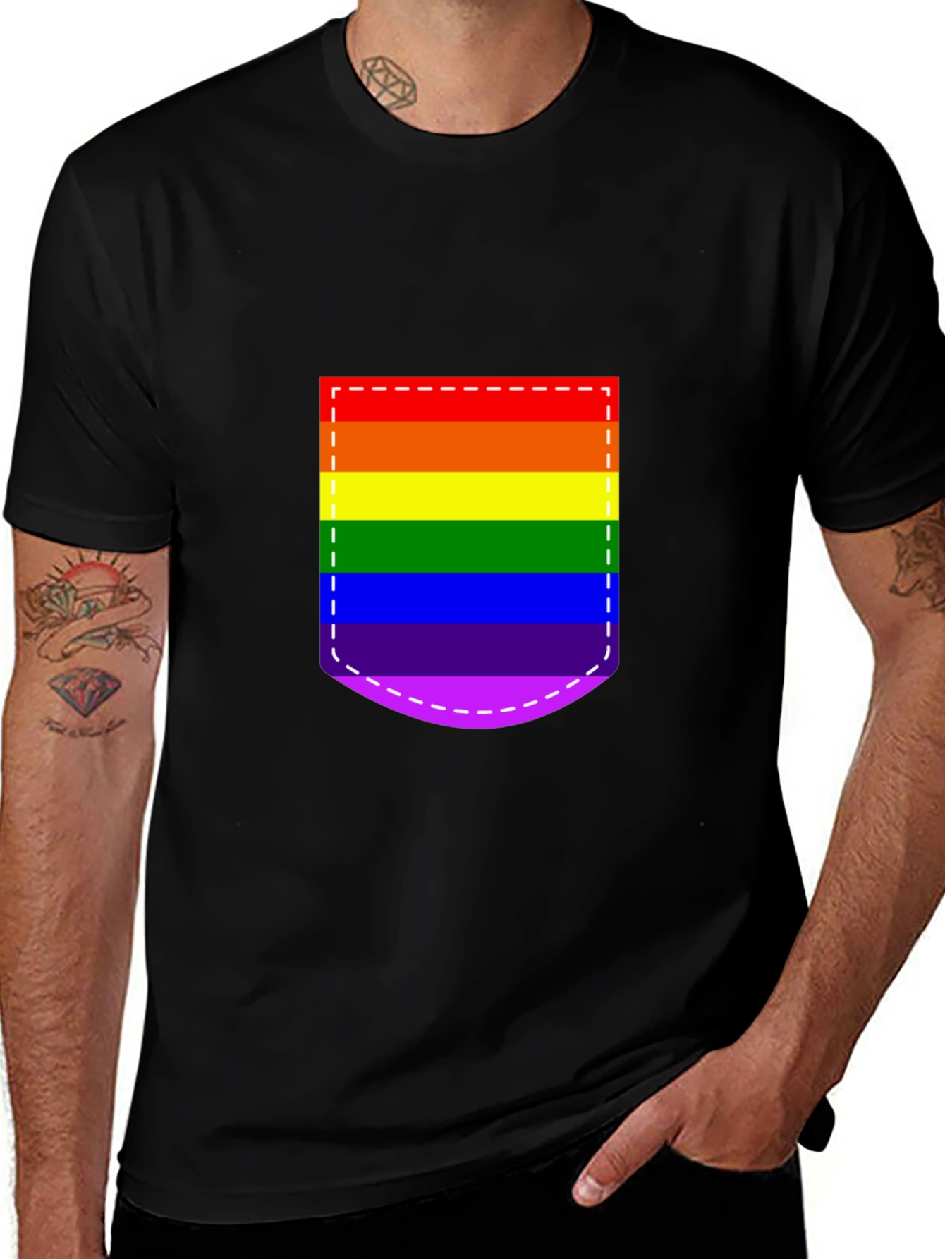 Pride Pocket Tee - Rainbow Flag Graphic Shirt
