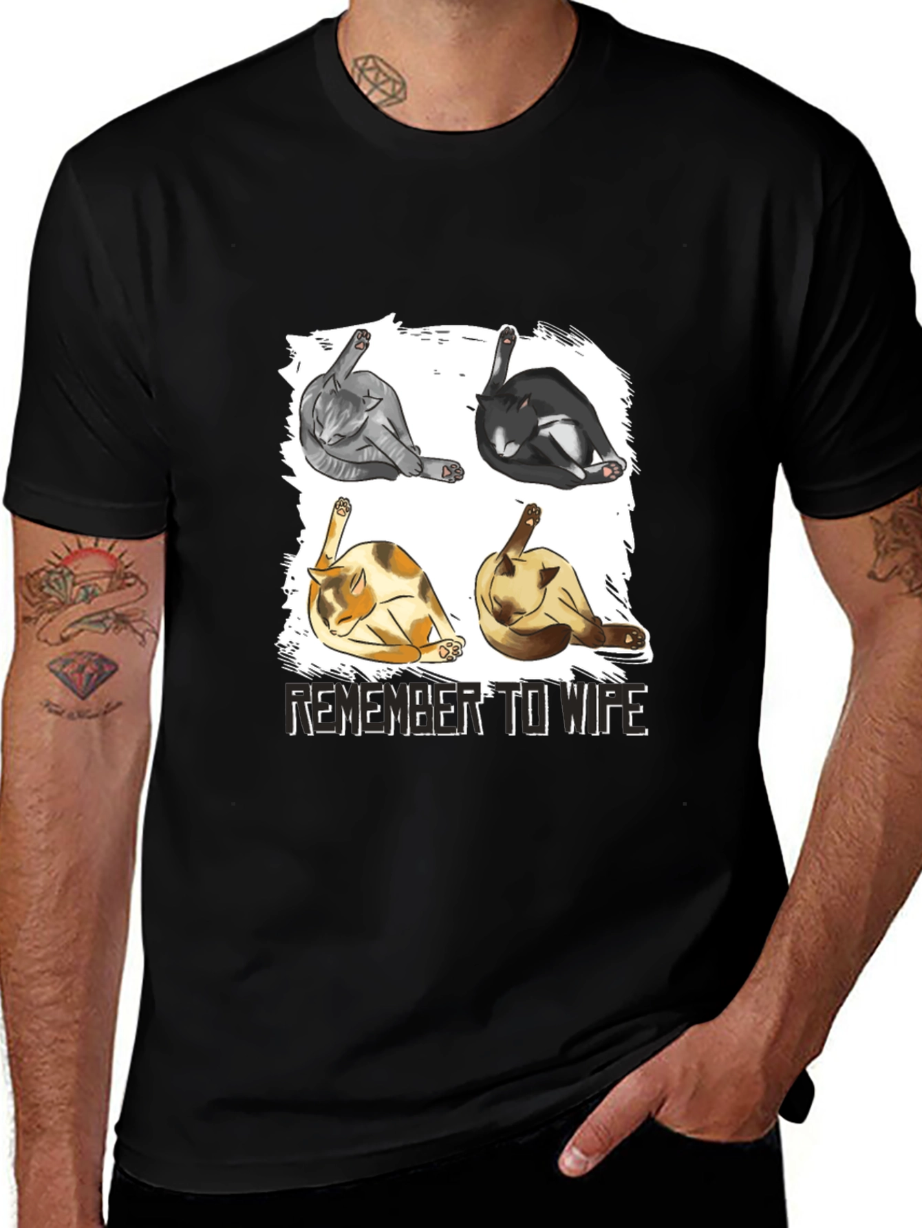 Variant 19 of Funny Cat Licking T-Shirt - Remember To Wife