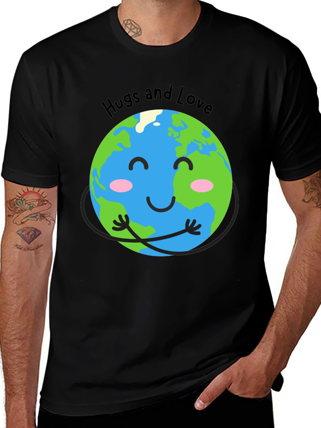 Hugs and Love Earth Graphic T-Shirt