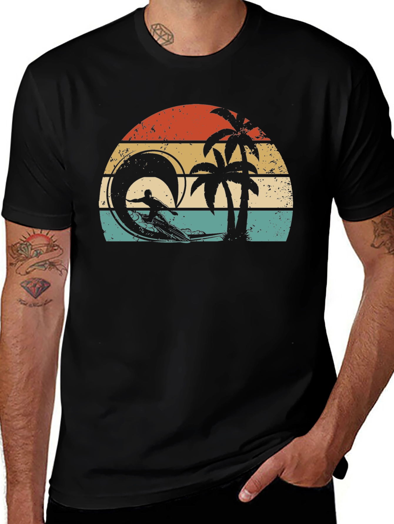 Variant 7 of Retro Sunset Surfer T-Shirt