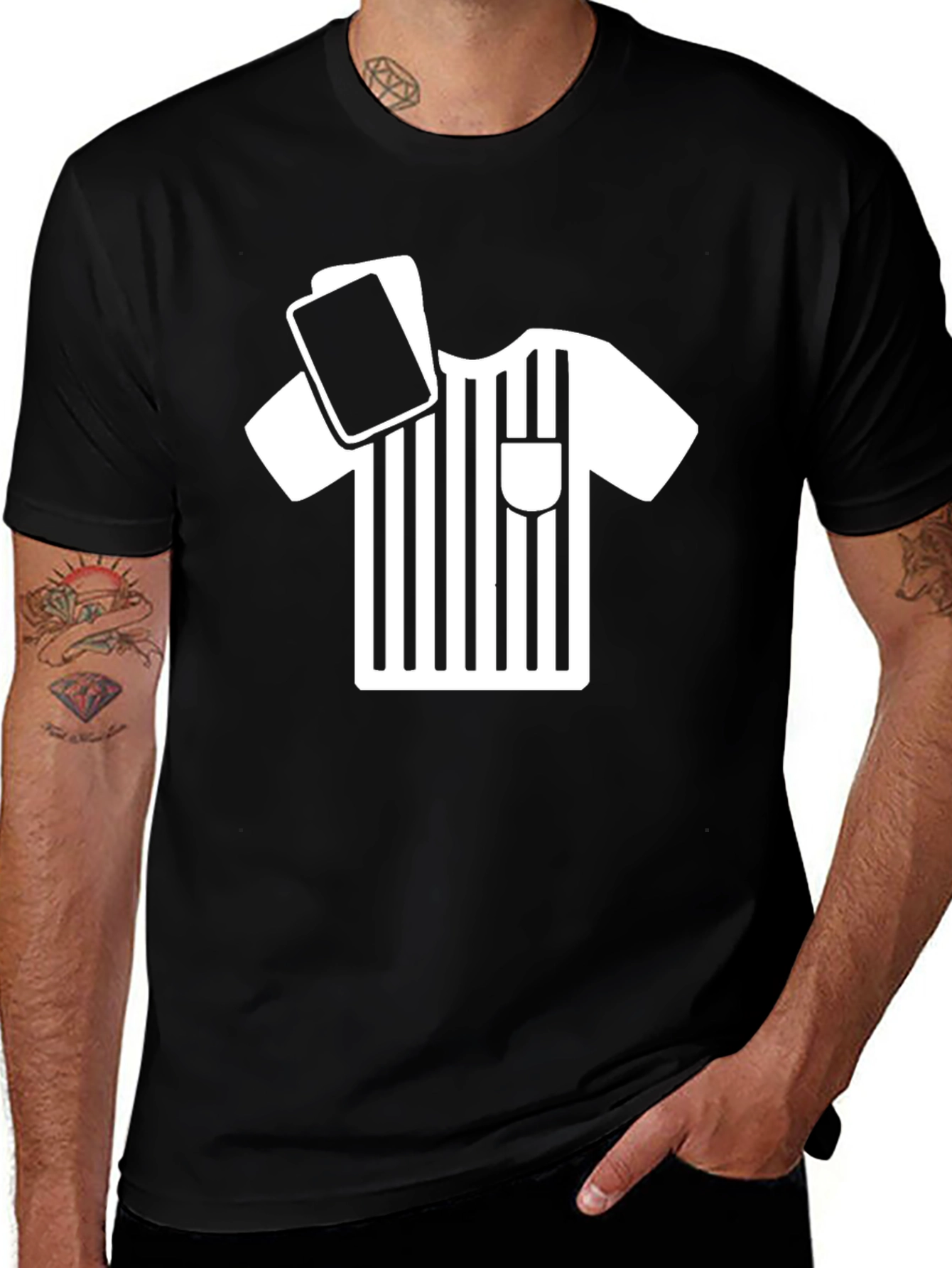 Referee T-Shirt: Black & White Stripe Design