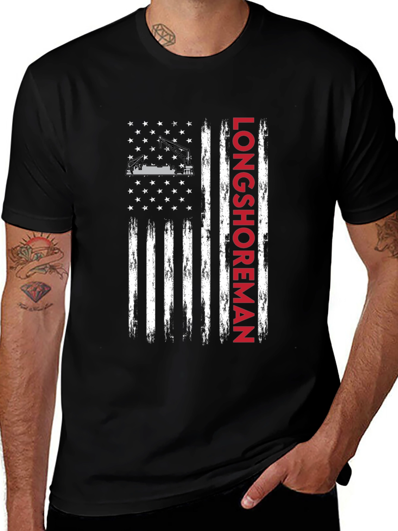 Longshoreman American Flag T-Shirt