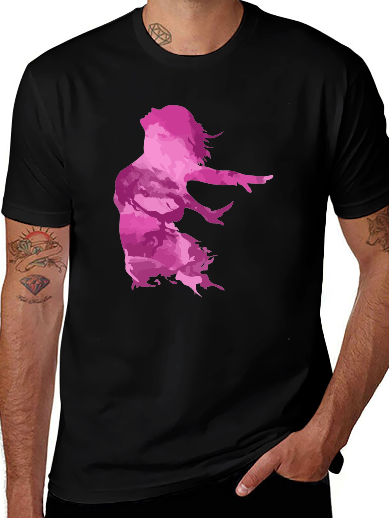Variant 14 of Pink Dancer Graphic Black T-Shirt