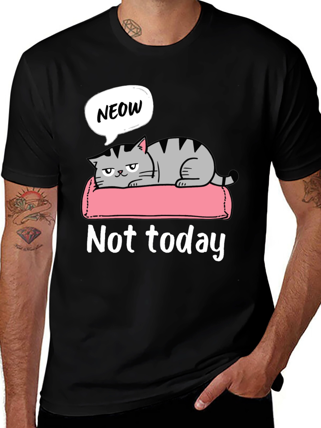 Variant 13 of Not Today Cat Graphic T-Shirt Lazy Funny Tee